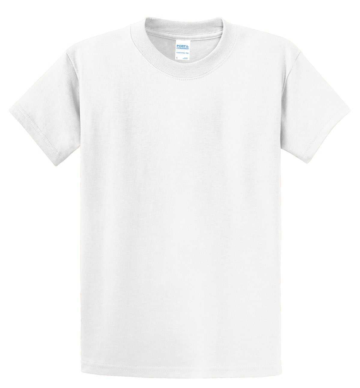 Port &amp; Company PC61T Tall Essential Tee - White - HIT a Double - 2
