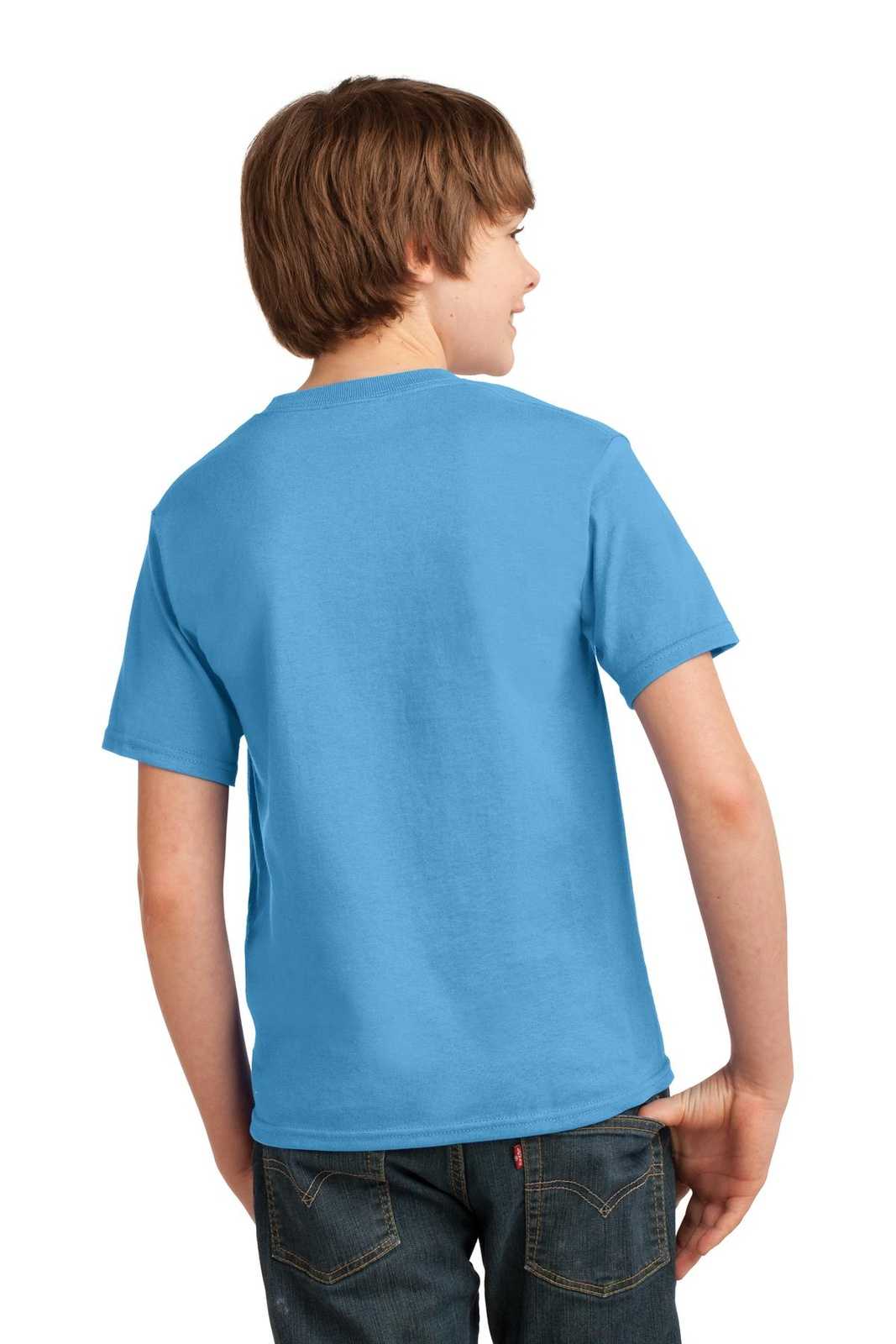 Port &amp; Company PC61Y Youth Essential Tee - Aquatic Blue - HIT a Double - 2