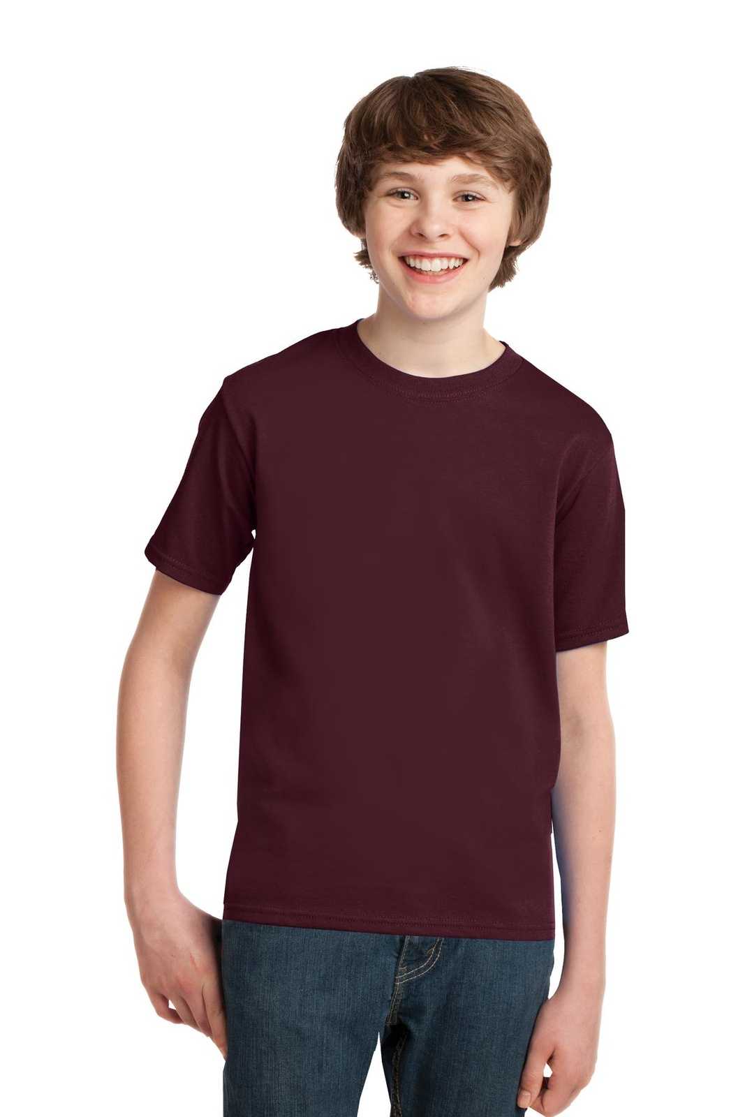Port & Company PC61Y Youth Essential Tee - Athletic Maroon - HIT a Double - 1