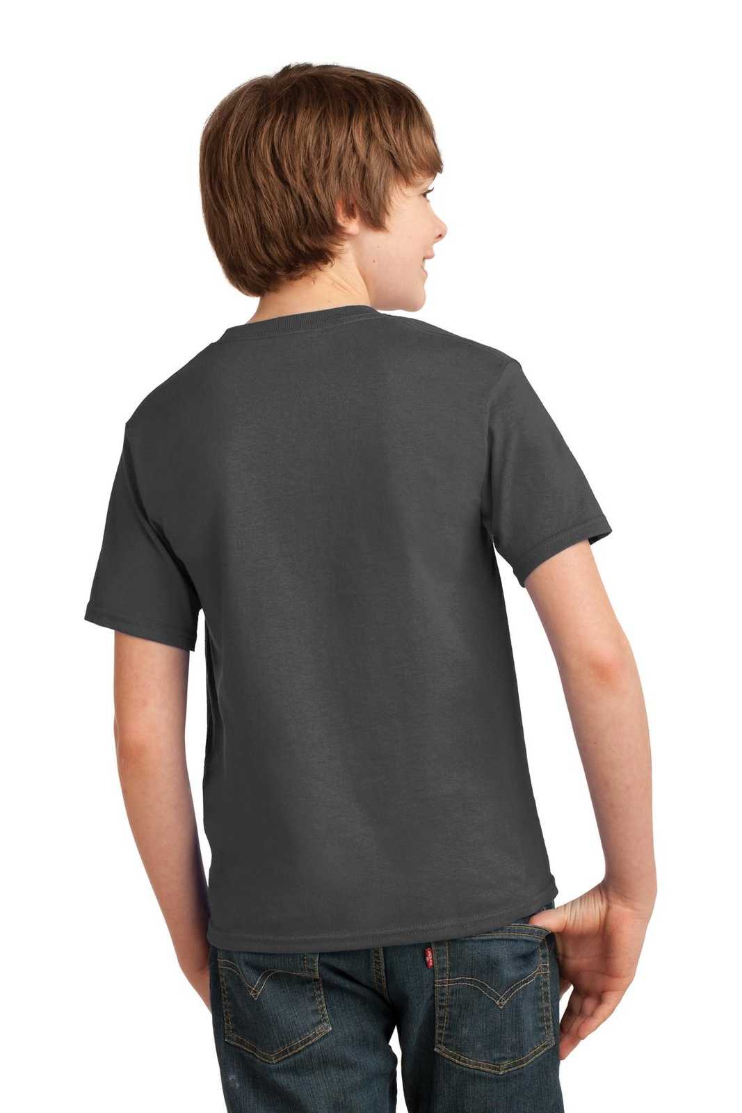 Port &amp; Company PC61Y Youth Essential Tee - Charcoal - HIT a Double - 2