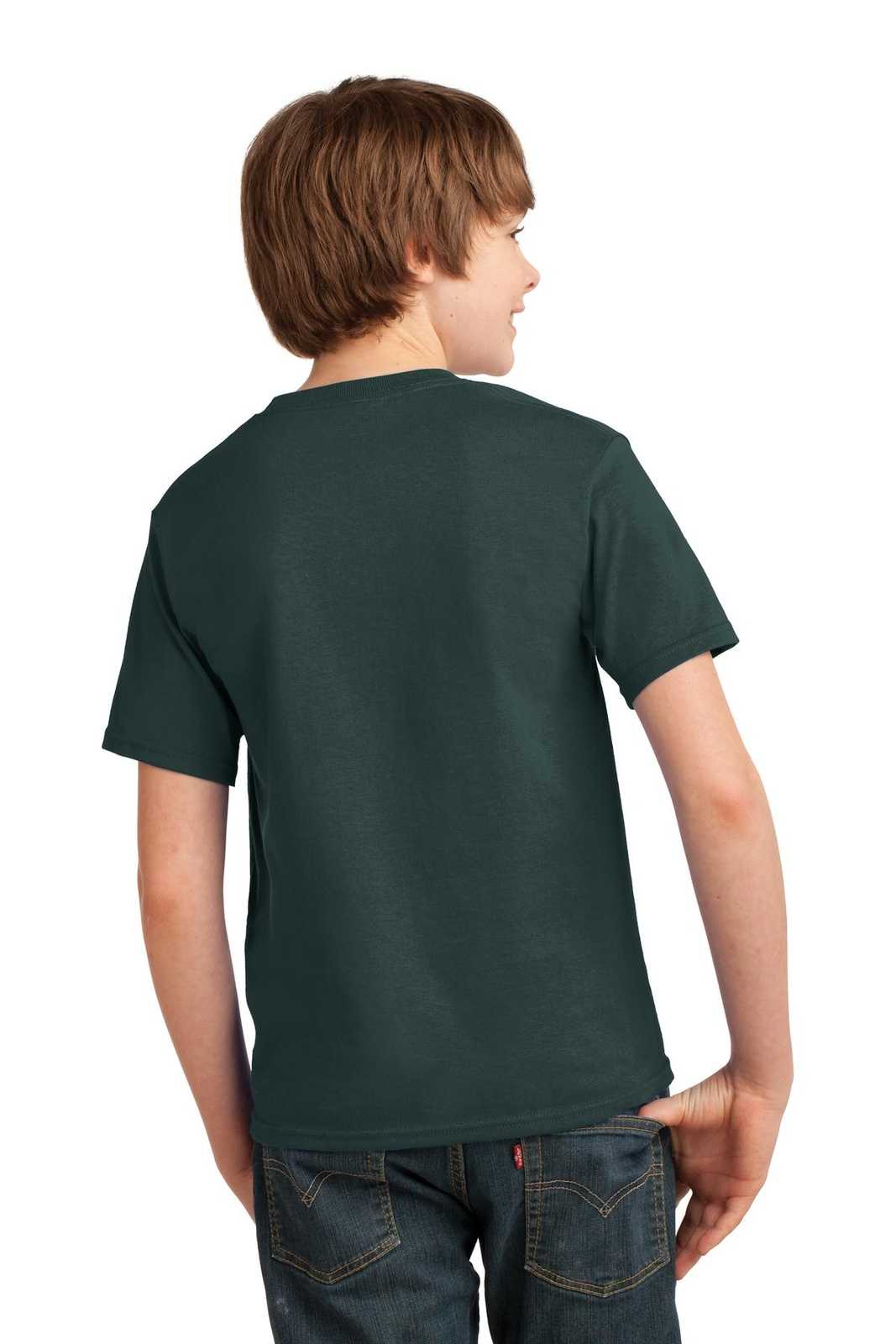 Port &amp; Company PC61Y Youth Essential Tee - Dark Green - HIT a Double - 2