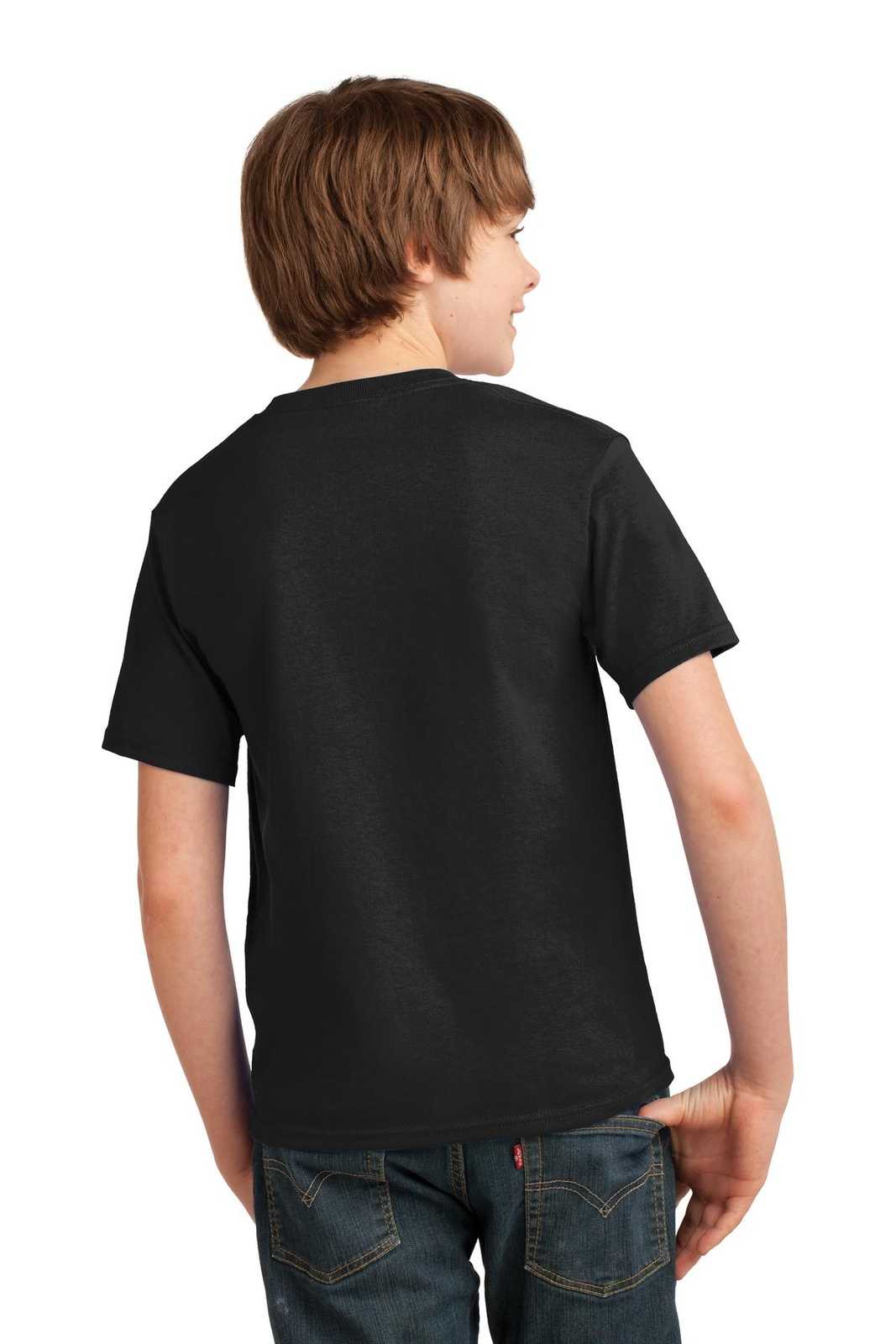 Port &amp; Company PC61Y Youth Essential Tee - Jet Black - HIT a Double - 2