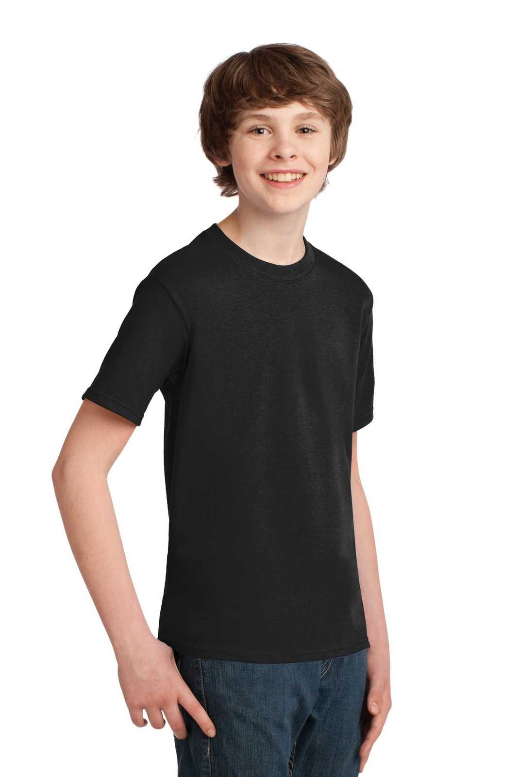 Port &amp; Company PC61Y Youth Essential Tee - Jet Black - HIT a Double - 4