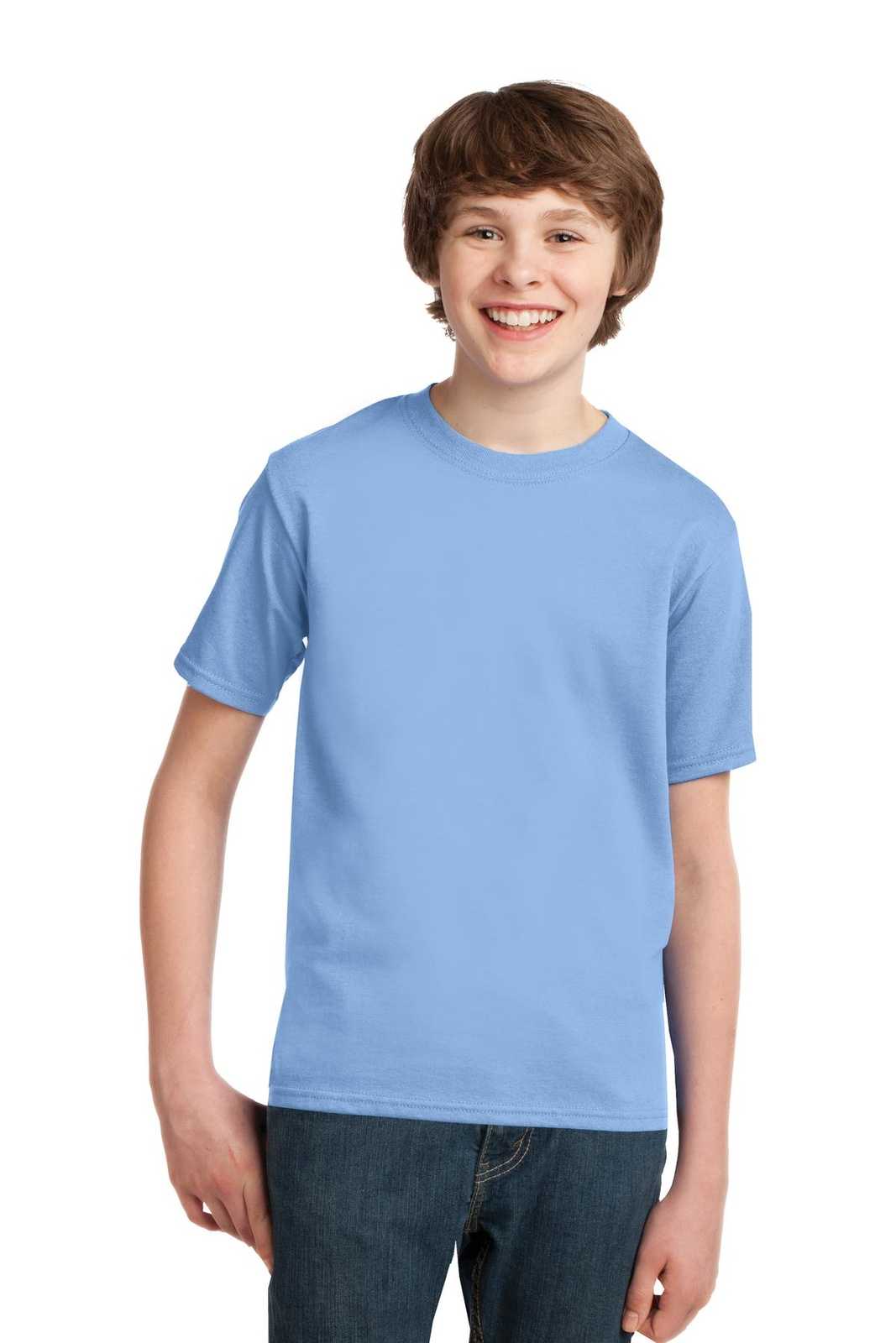Port &amp; Company PC61Y Youth Essential Tee - Light Blue - HIT a Double - 1