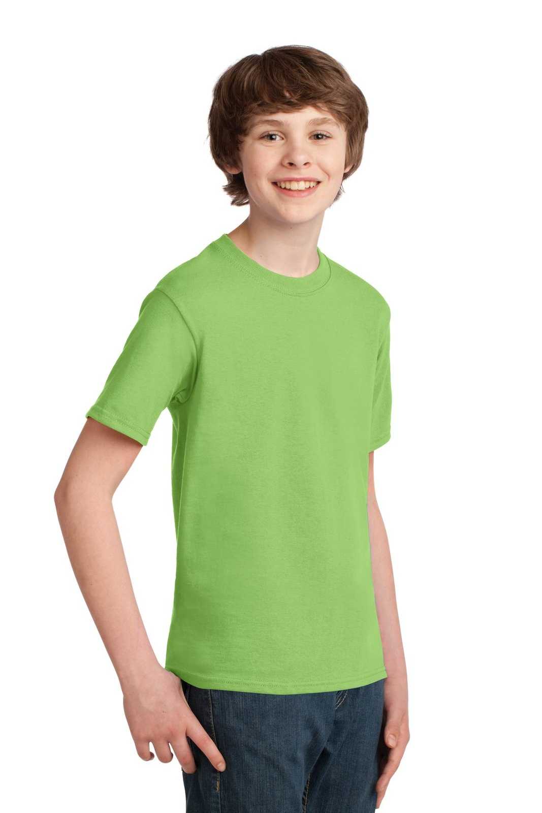 Port &amp; Company PC61Y Youth Essential Tee - Lime - HIT a Double - 4
