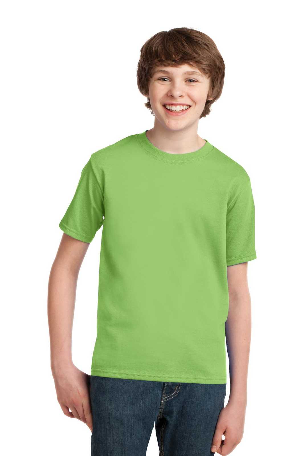 Port &amp; Company PC61Y Youth Essential Tee - Lime - HIT a Double - 1