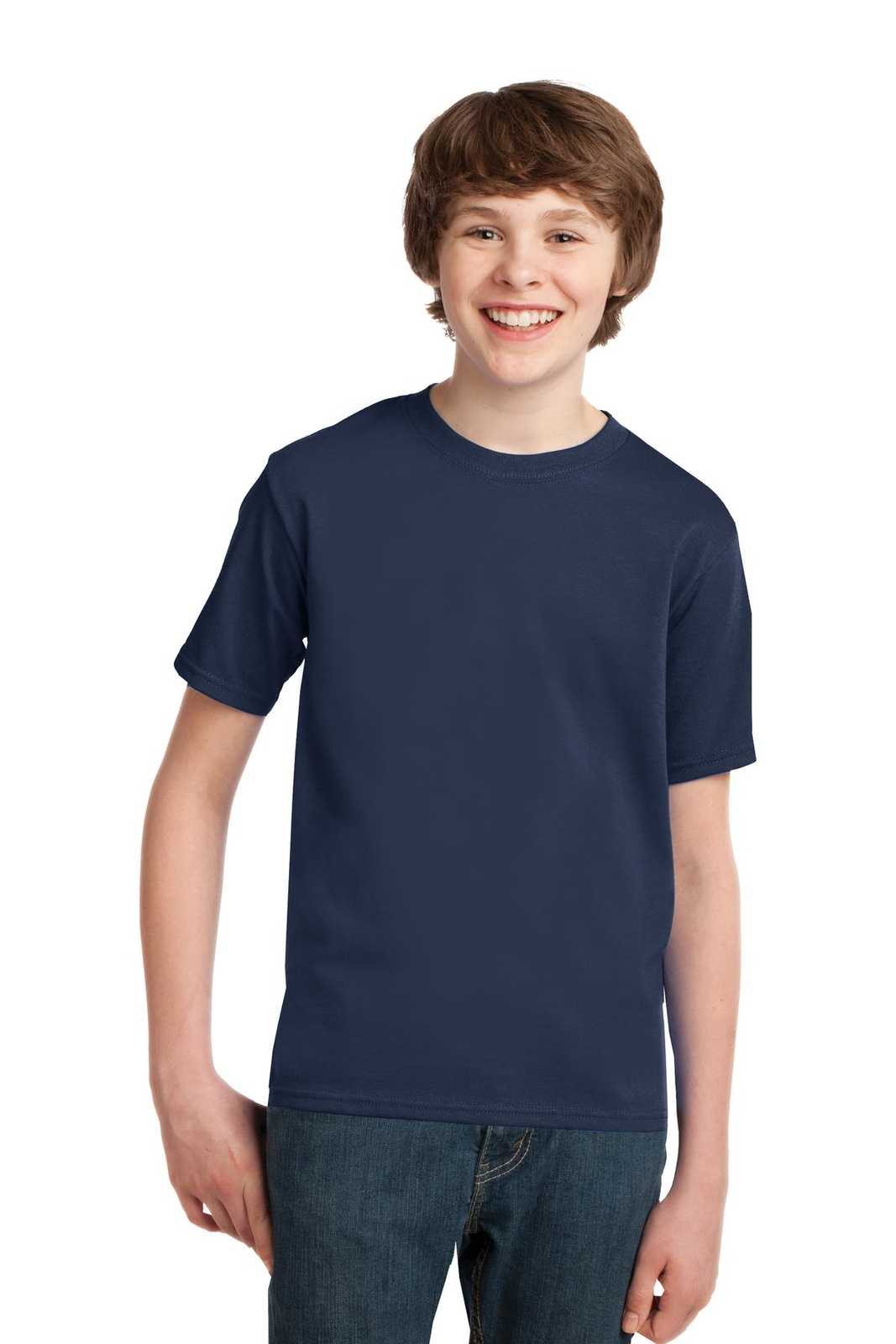 Port & Company PC61Y Youth Essential Tee - Navy - HIT a Double - 1