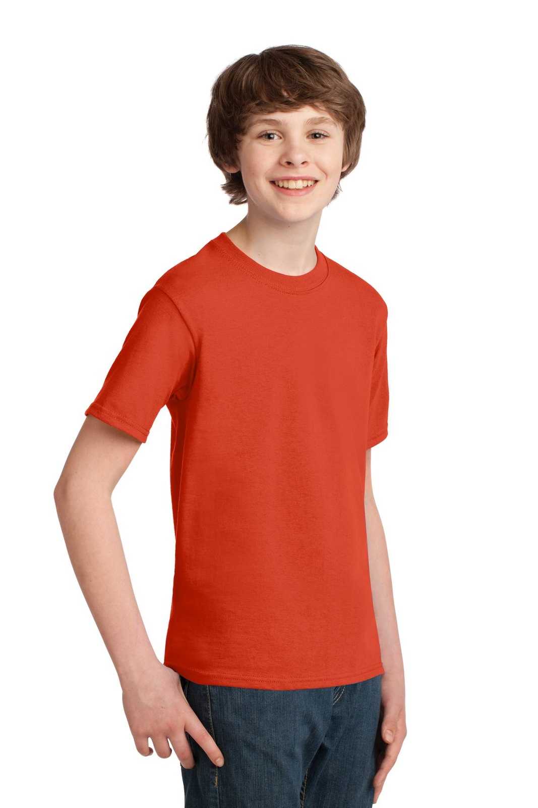 Port &amp; Company PC61Y Youth Essential Tee - Orange - HIT a Double - 4