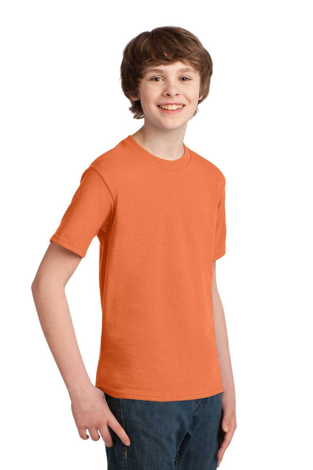 Port &amp; Company PC61Y Youth Essential Tee - Orange Sherbet - HIT a Double - 4