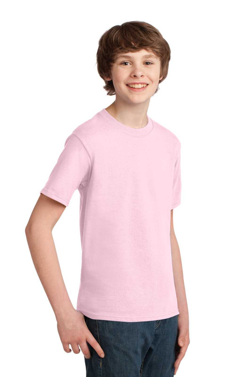 Port &amp; Company PC61Y Youth Essential Tee - Pale Pink - HIT a Double - 4
