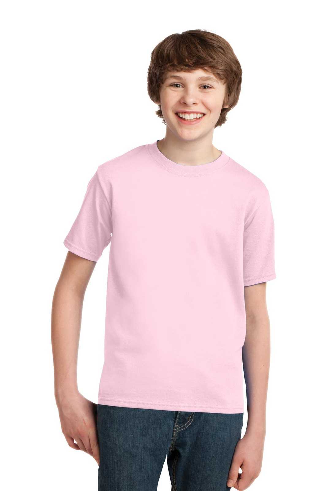 Port &amp; Company PC61Y Youth Essential Tee - Pale Pink - HIT a Double - 1
