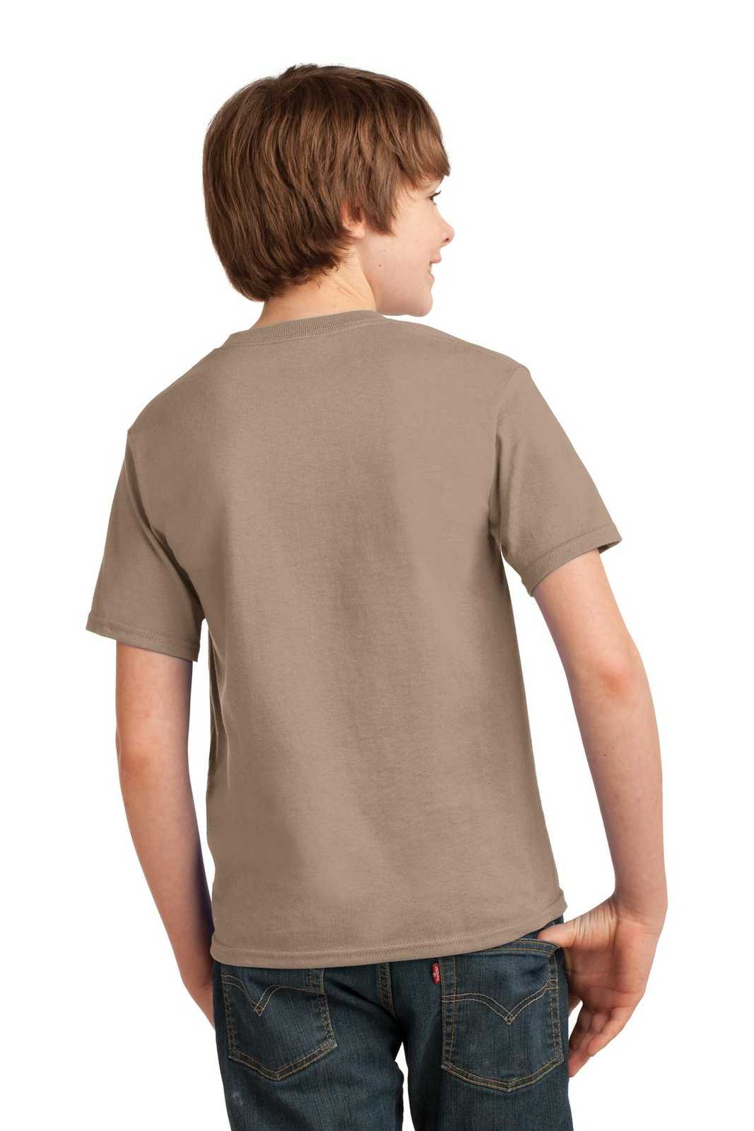 Port &amp; Company PC61Y Youth Essential Tee - Sand - HIT a Double - 2