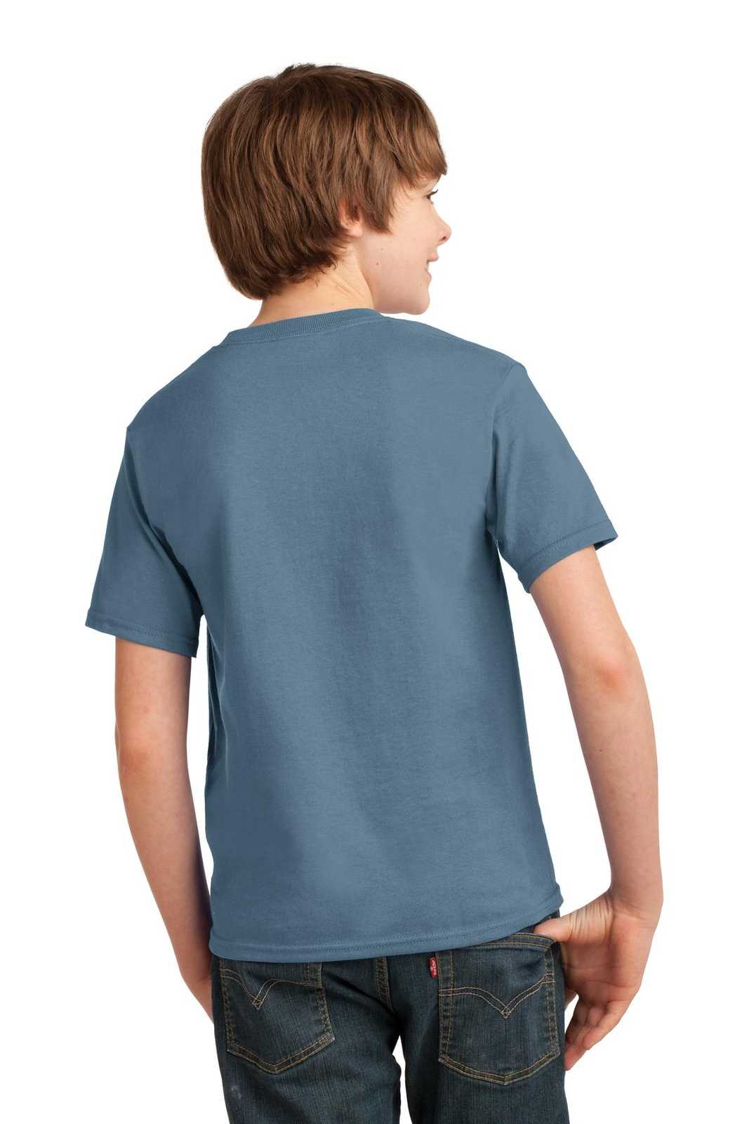 Port &amp; Company PC61Y Youth Essential Tee - Stonewashed Blue - HIT a Double - 2