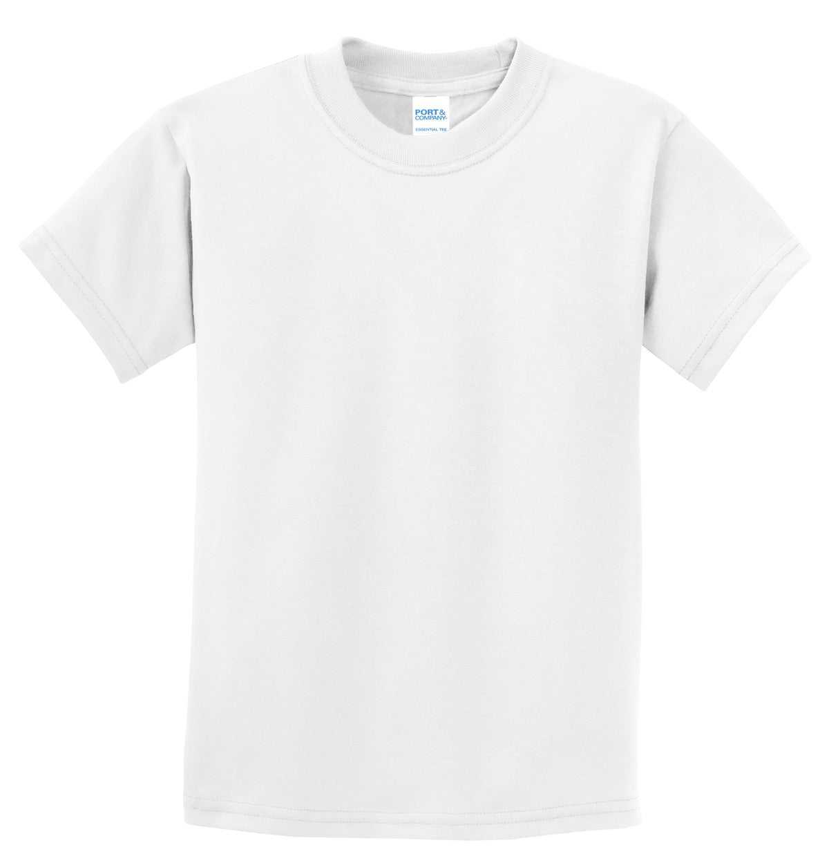 Port &amp; Company PC61Y Youth Essential Tee - White - HIT a Double - 5