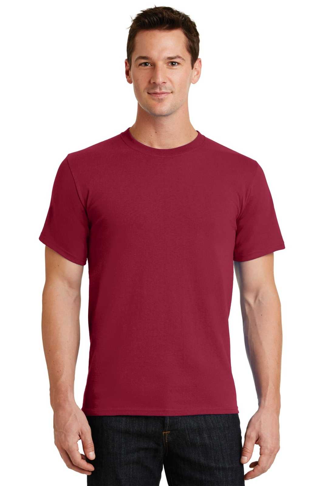 Port &amp; Company PC61 Essential Tee - Rich Red - HIT a Double - 1