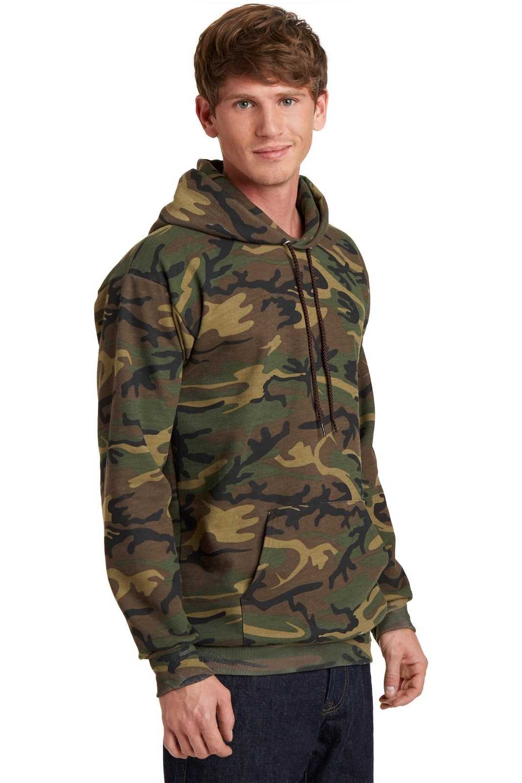 Port &amp; Company PC78HC Core Fleece Camo Pullover Hooded Sweatshirt - Military Camo - HIT a Double - 4