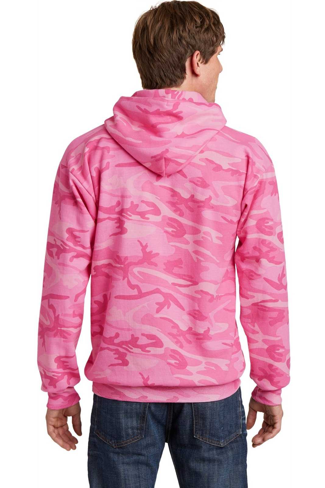 Port &amp; Company PC78HC Core Fleece Camo Pullover Hooded Sweatshirt - Pink Camo - HIT a Double - 2