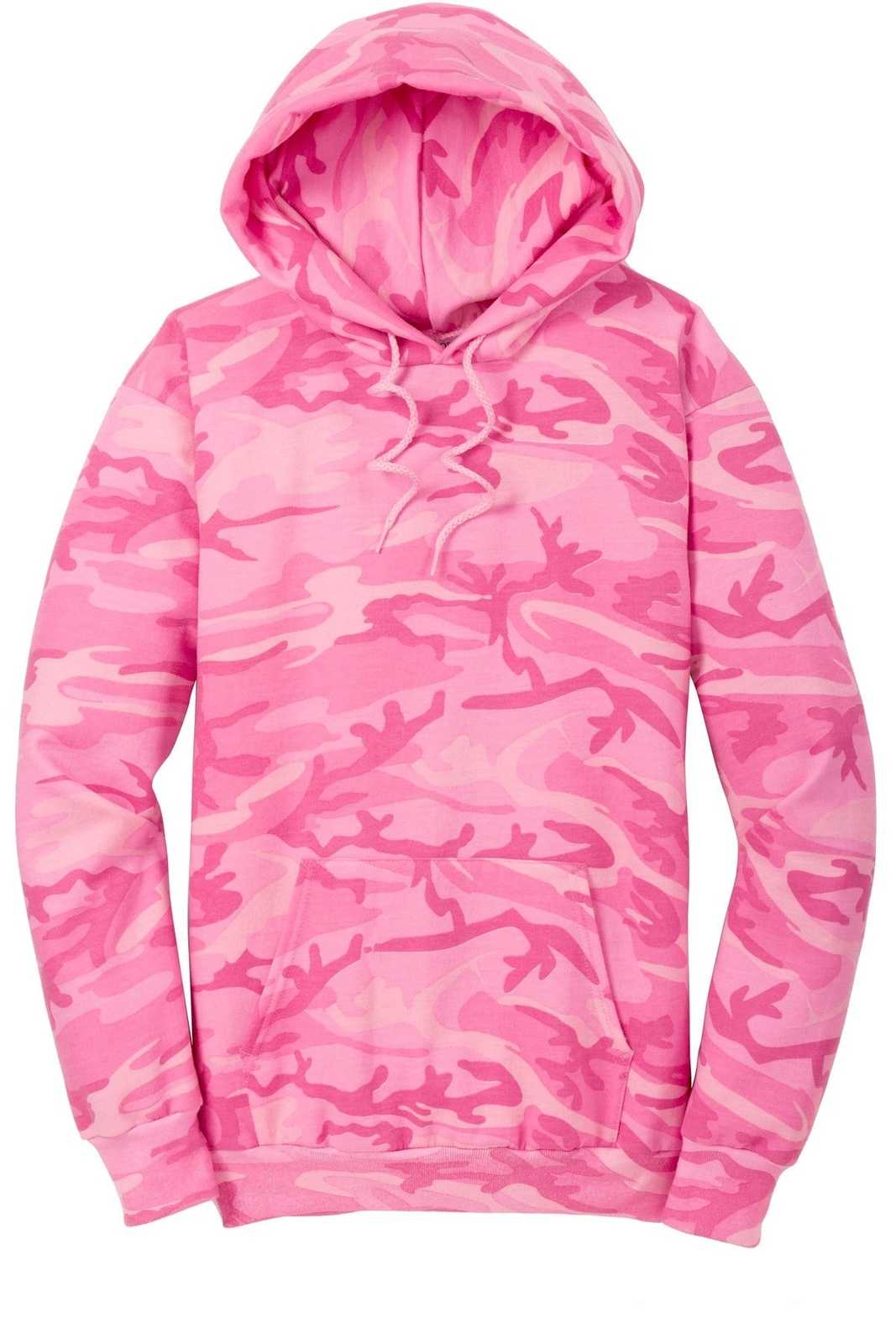 Port &amp; Company PC78HC Core Fleece Camo Pullover Hooded Sweatshirt - Pink Camo - HIT a Double - 5