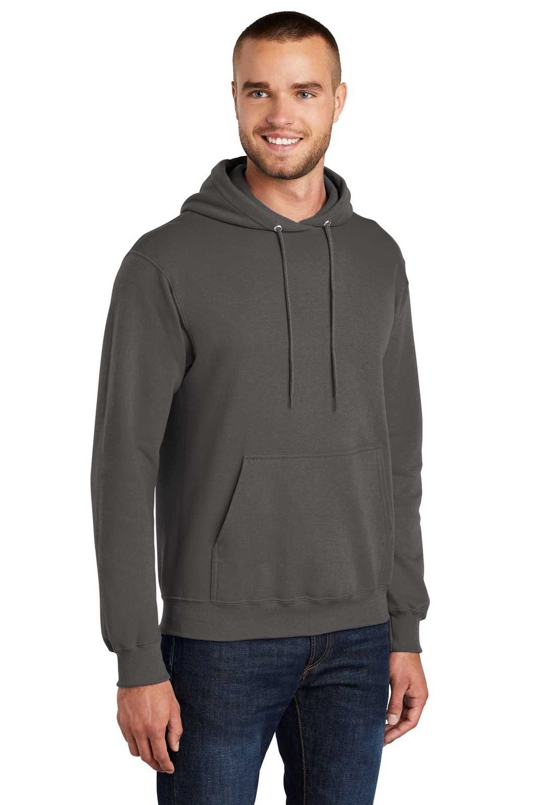 Port &amp; Company PC78HT Tall Core Fleece Pullover Hooded Sweatshirt - Charcoal - HIT a Double - 4