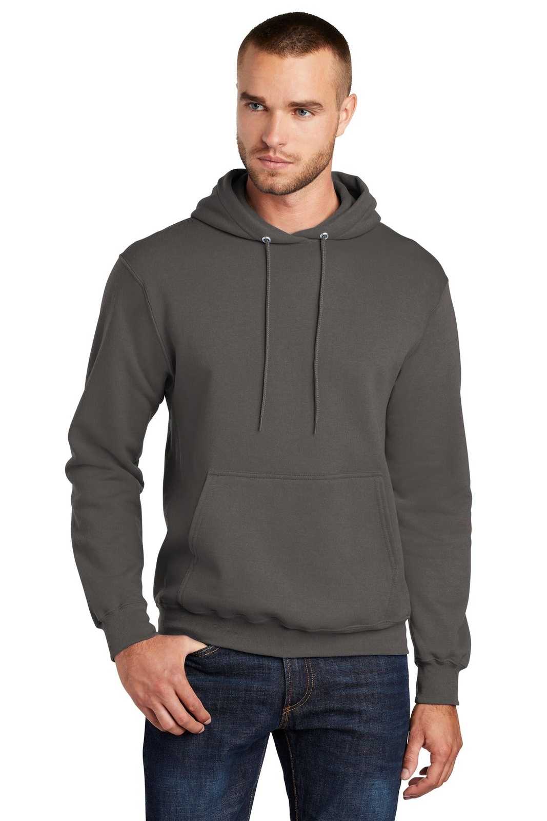 Port &amp; Company PC78HT Tall Core Fleece Pullover Hooded Sweatshirt - Charcoal - HIT a Double - 1