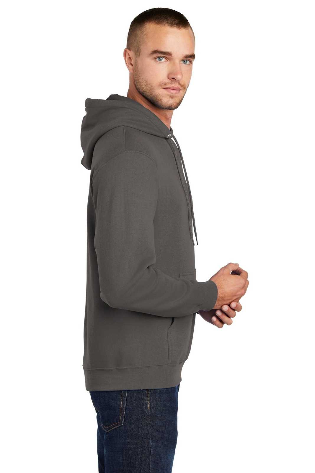 Port &amp; Company PC78HT Tall Core Fleece Pullover Hooded Sweatshirt - Charcoal - HIT a Double - 3