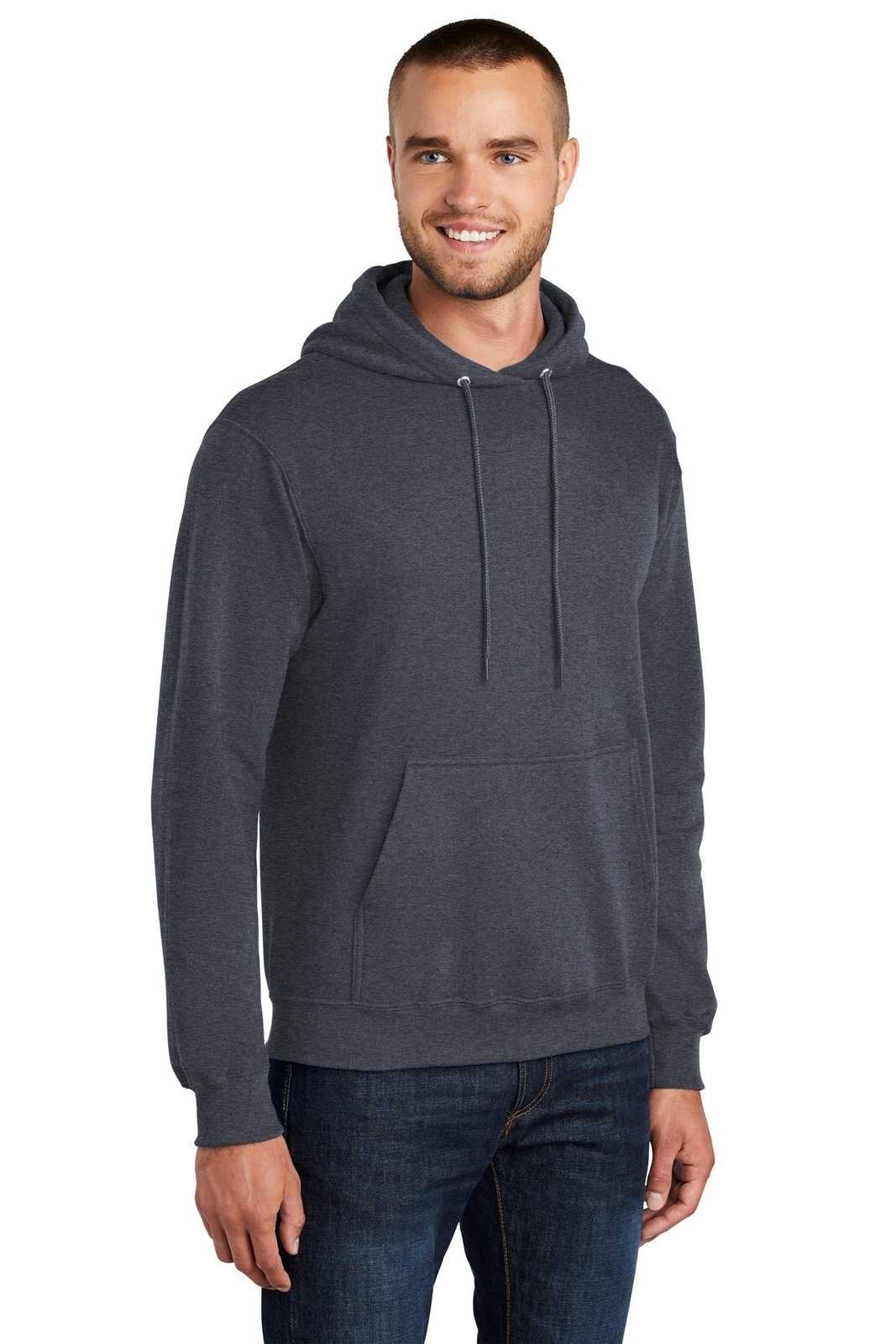 Port &amp; Company PC78HT Tall Core Fleece Pullover Hooded Sweatshirt - Heather Navy - HIT a Double - 4