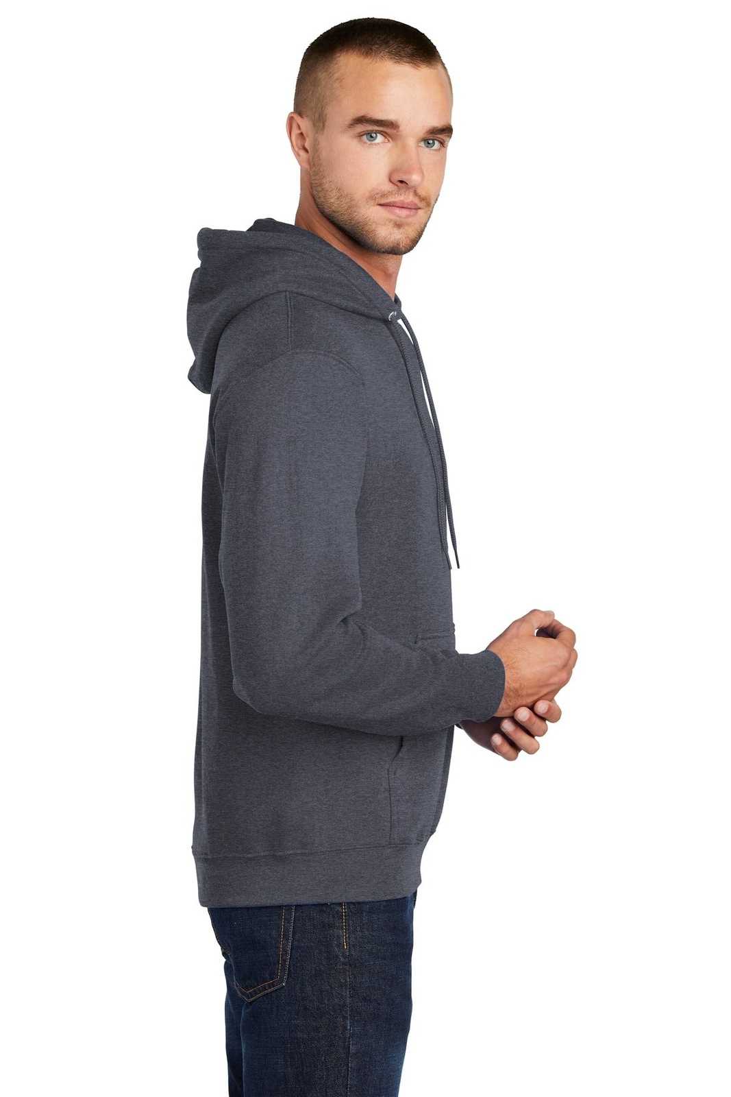 Port &amp; Company PC78HT Tall Core Fleece Pullover Hooded Sweatshirt - Heather Navy - HIT a Double - 3