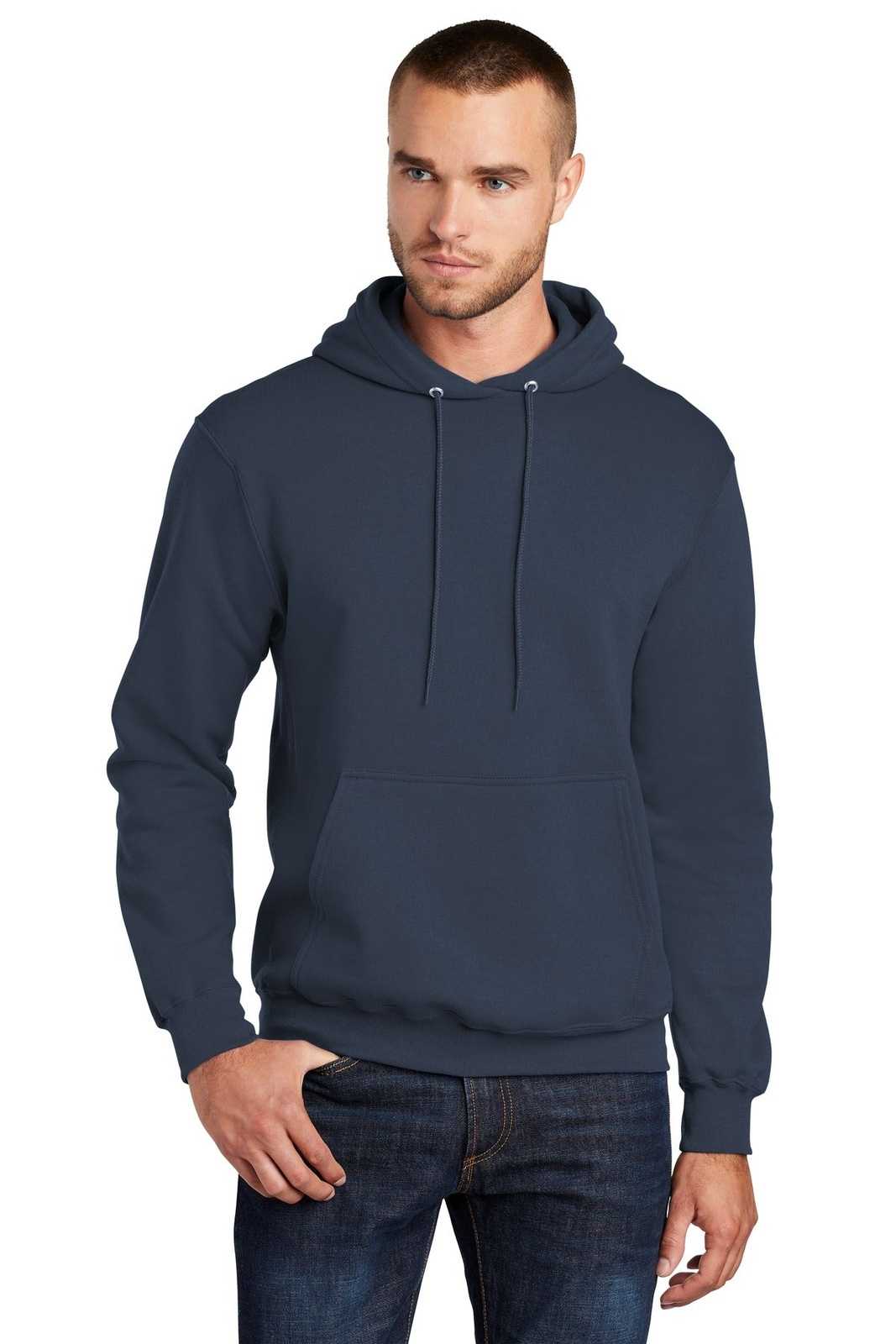 Port &amp; Company PC78HT Tall Core Fleece Pullover Hooded Sweatshirt - Navy - HIT a Double - 1