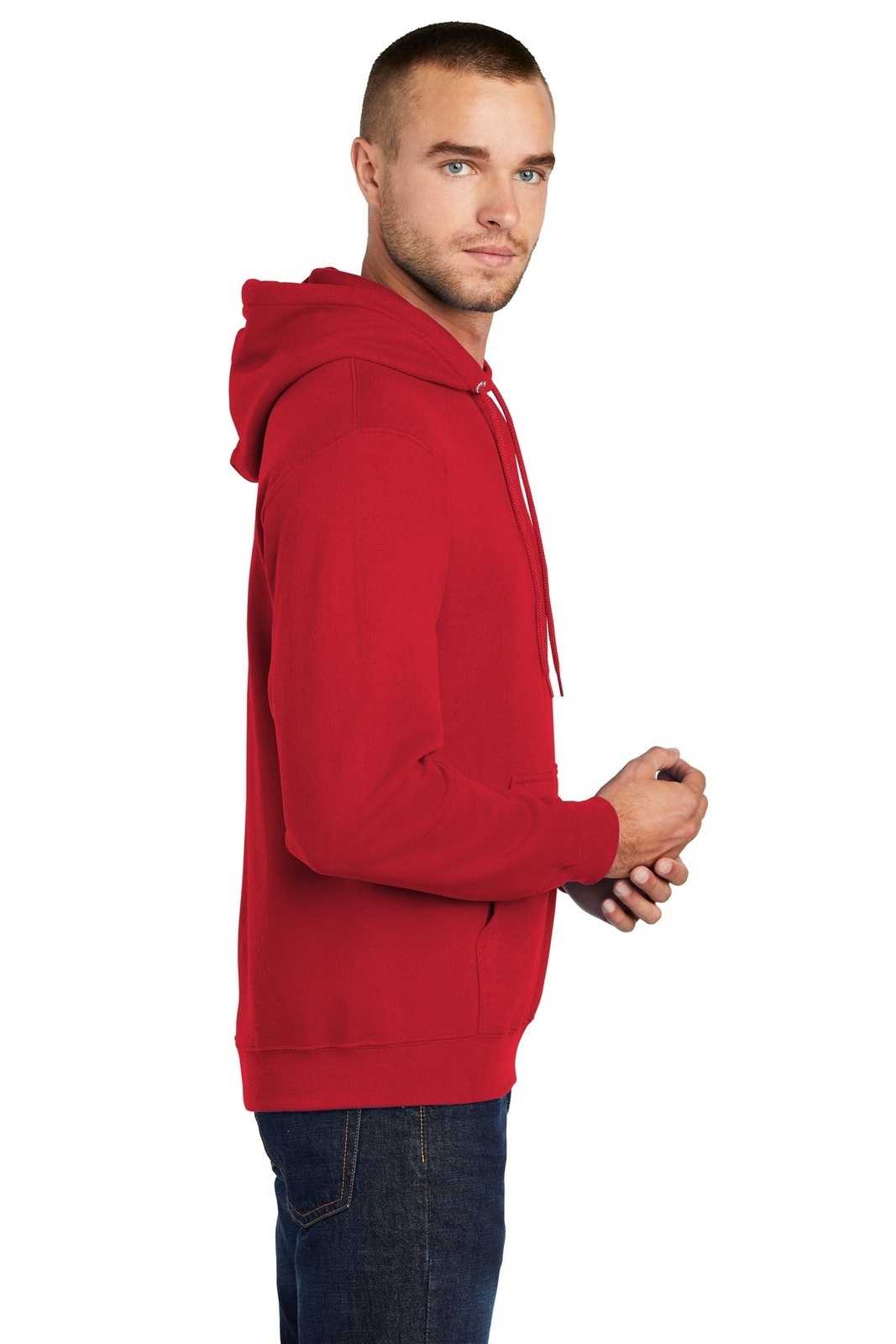 Port &amp; Company PC78HT Tall Core Fleece Pullover Hooded Sweatshirt - Red - HIT a Double - 3