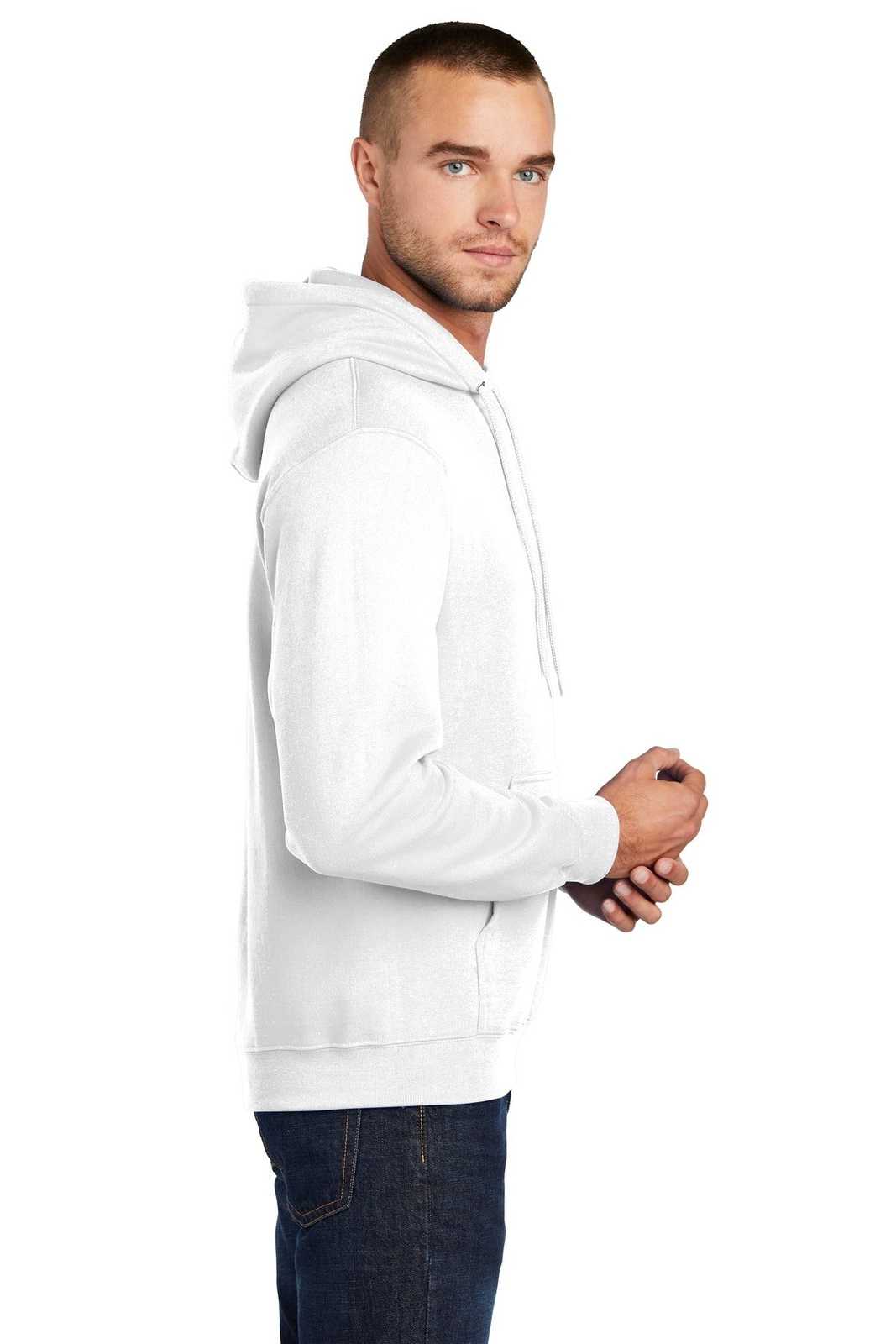 Port &amp; Company PC78HT Tall Core Fleece Pullover Hooded Sweatshirt - White - HIT a Double - 3