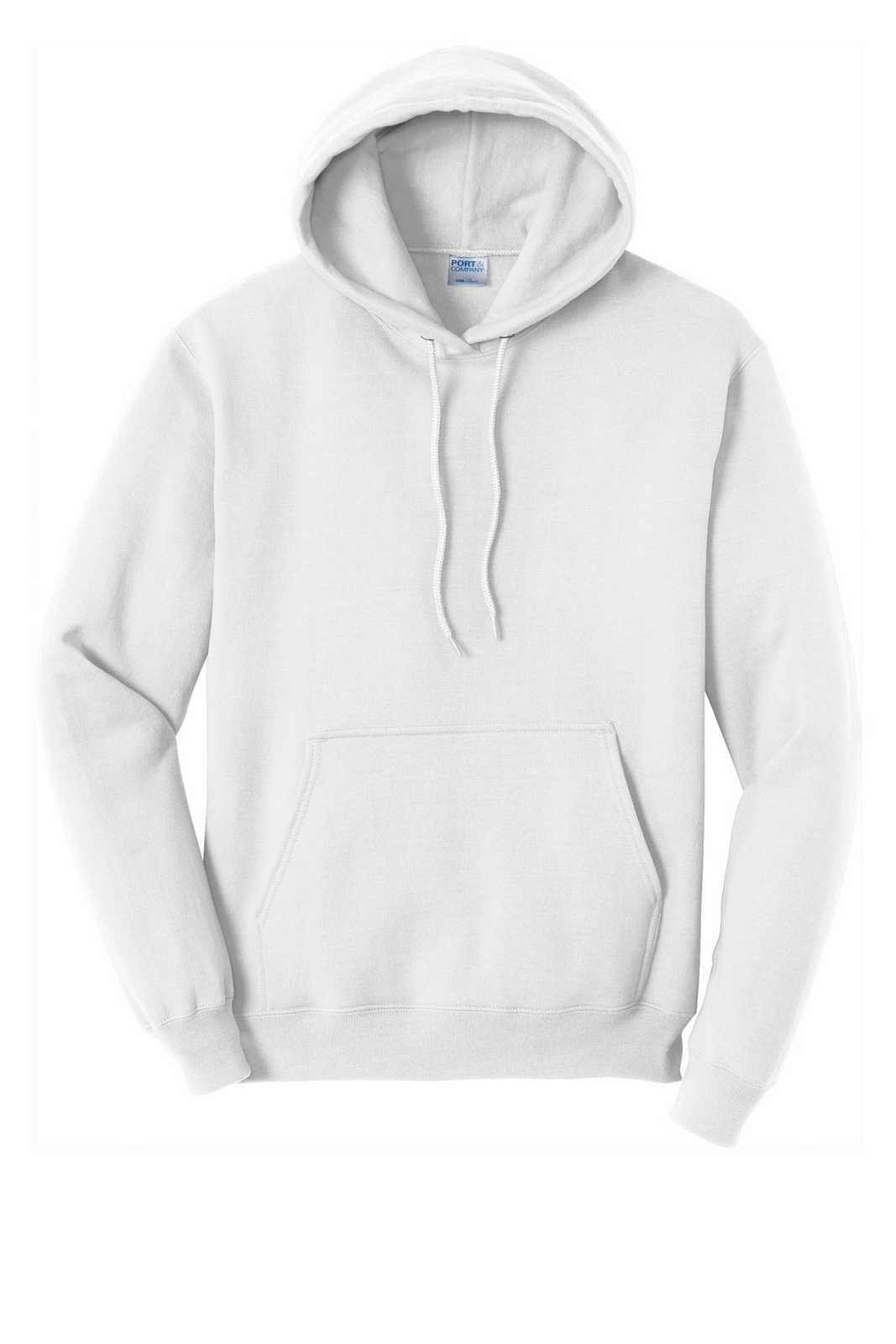 Port &amp; Company PC78HT Tall Core Fleece Pullover Hooded Sweatshirt - White - HIT a Double - 5