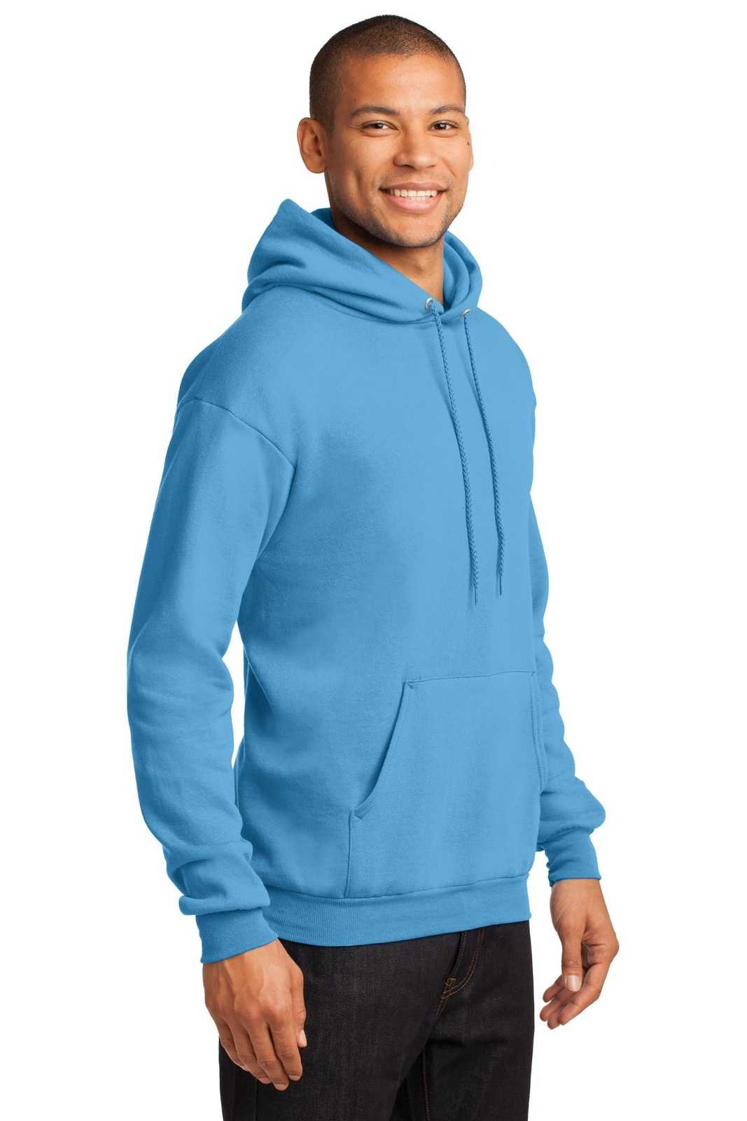 Port &amp; Company PC78H Core Fleece Pullover Hooded Sweatshirt - Aquatic Blue - HIT a Double - 4