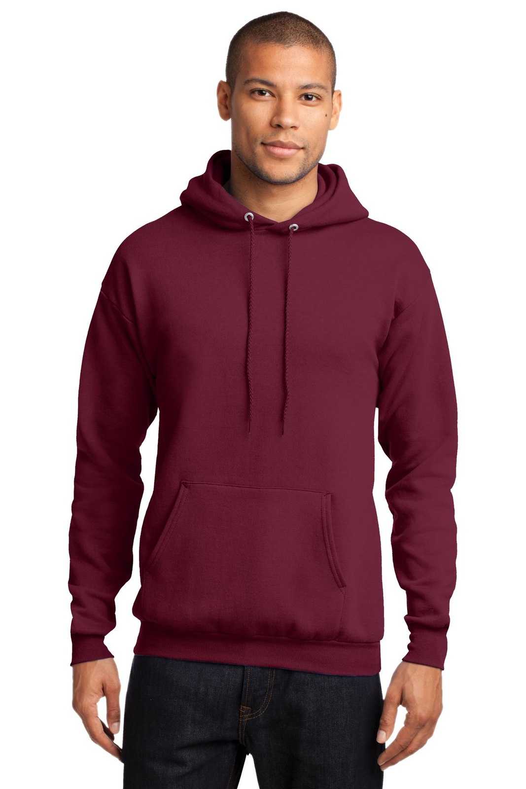 Port &amp; Company PC78H Core Fleece Pullover Hooded Sweatshirt - Cardinal - HIT a Double - 1