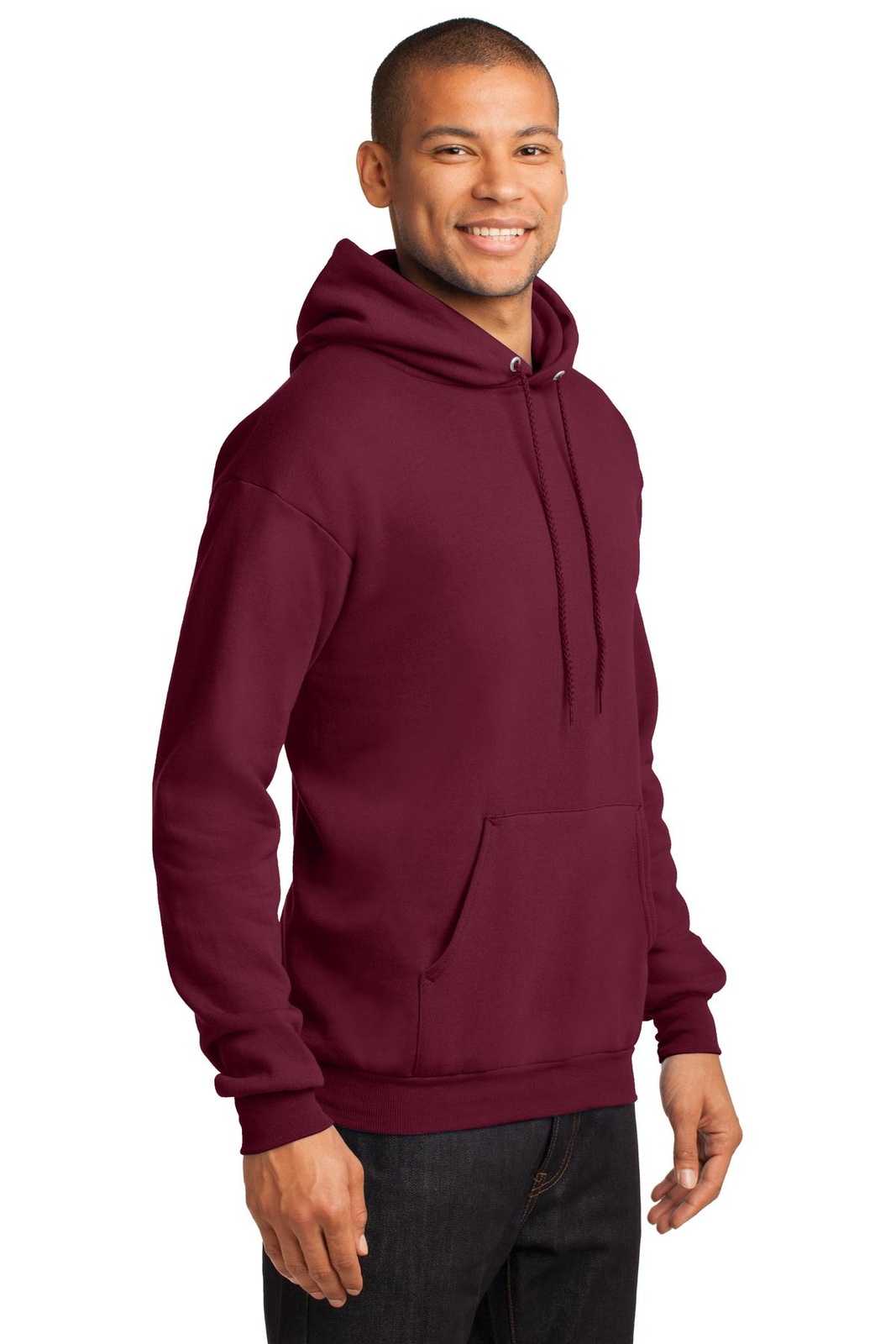 Port &amp; Company PC78H Core Fleece Pullover Hooded Sweatshirt - Cardinal - HIT a Double - 4