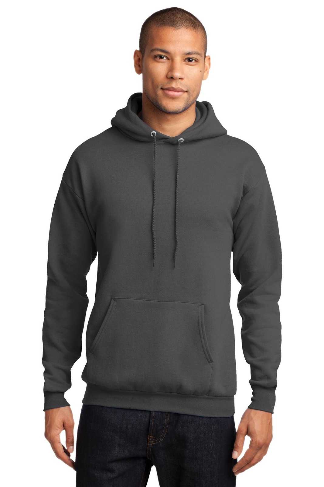 Port &amp; Company PC78H Core Fleece Pullover Hooded Sweatshirt - Charcoal - HIT a Double - 1