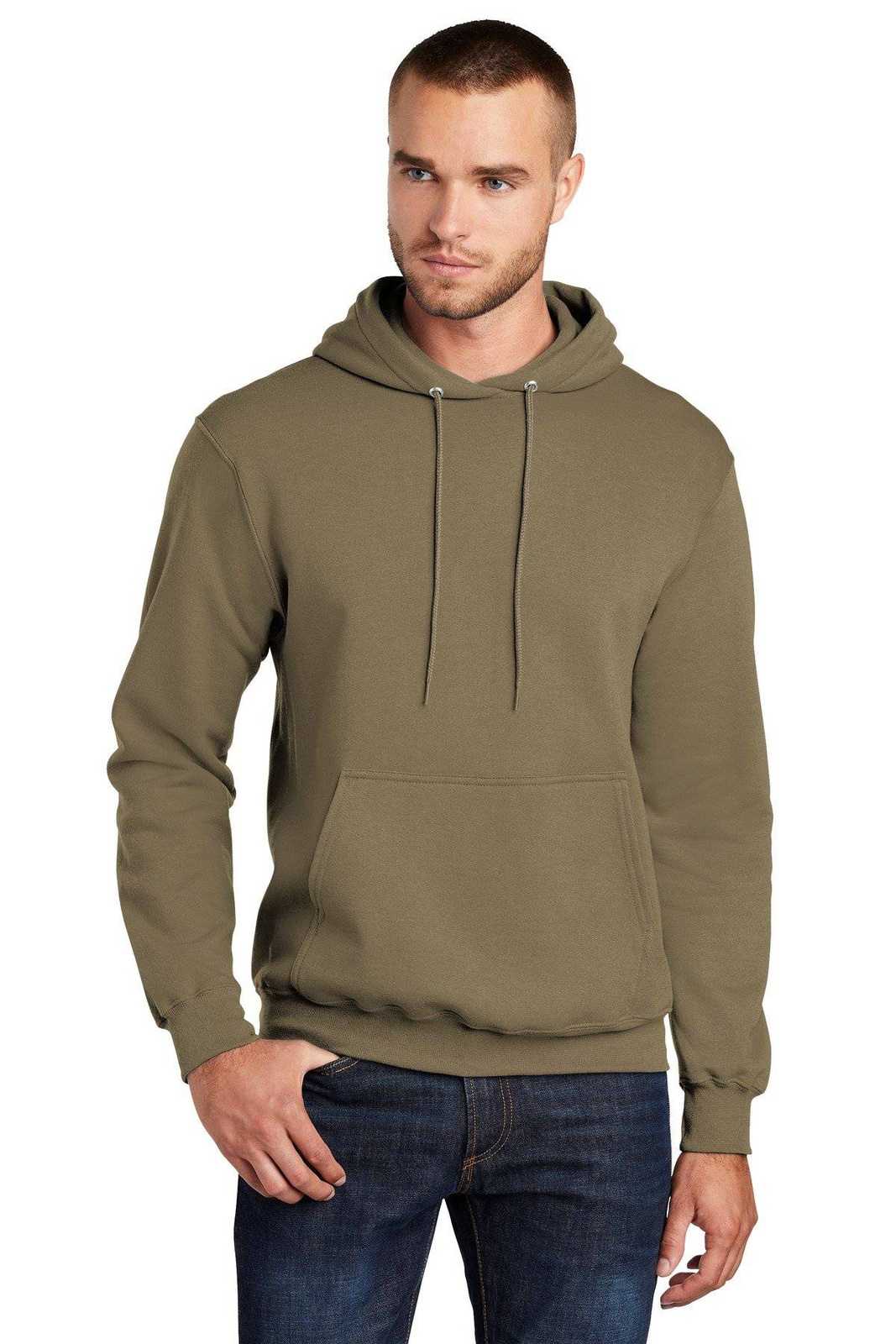 Port & Company PC78H Core Fleece Pullover Hooded Sweatshirt - Coyote Brown - HIT a Double - 1