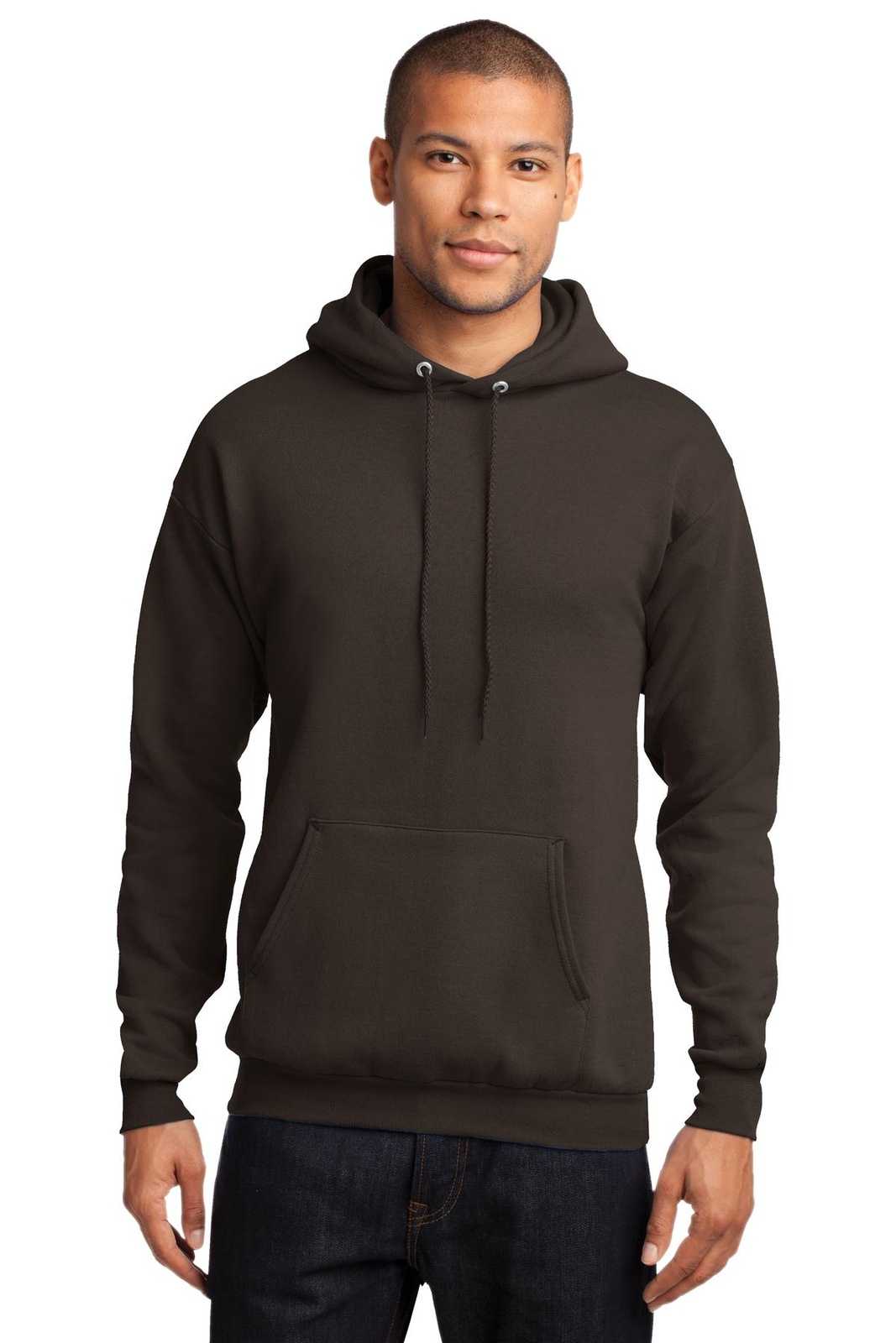 Port &amp; Company PC78H Core Fleece Pullover Hooded Sweatshirt - Dark Chocolate Brown - HIT a Double - 1