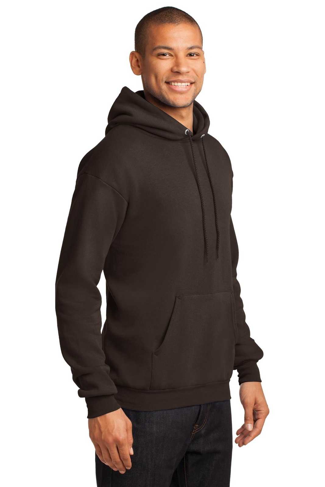 Port &amp; Company PC78H Core Fleece Pullover Hooded Sweatshirt - Dark Chocolate Brown - HIT a Double - 4