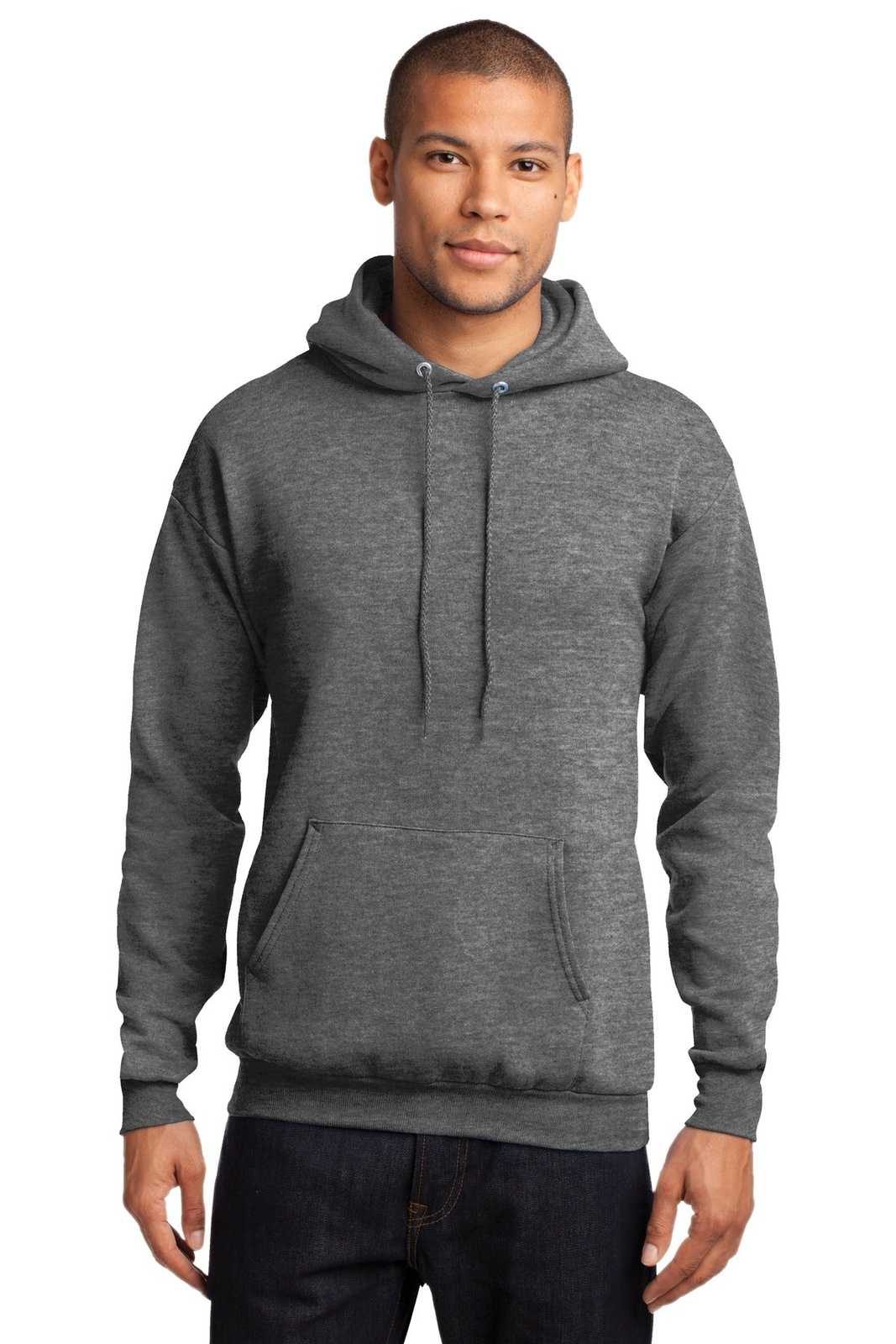 Port &amp; Company PC78H Core Fleece Pullover Hooded Sweatshirt - Graphite Heather - HIT a Double - 1