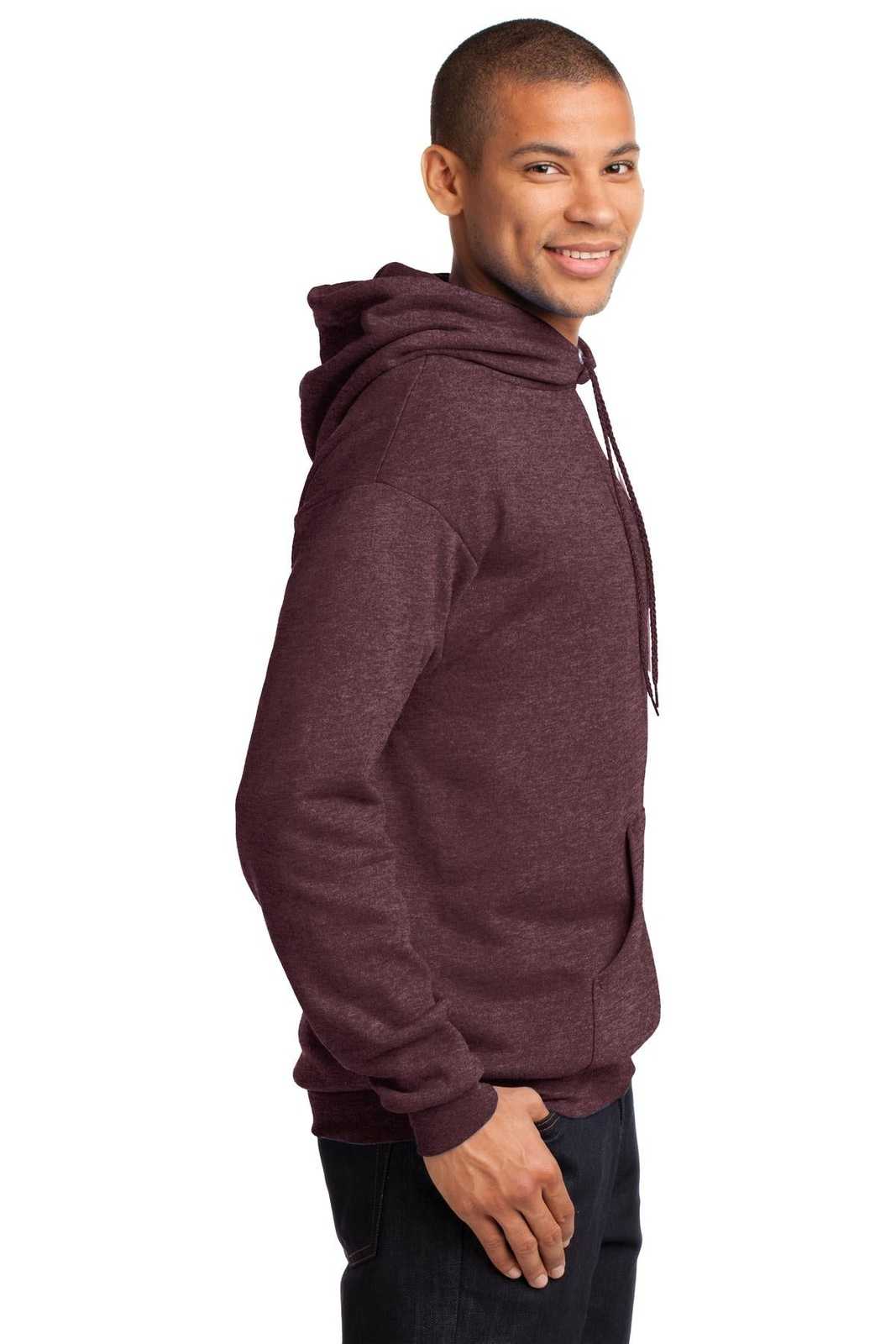 Port &amp; Company PC78H Core Fleece Pullover Hooded Sweatshirt - Heather Athletic Maroon - HIT a Double - 3