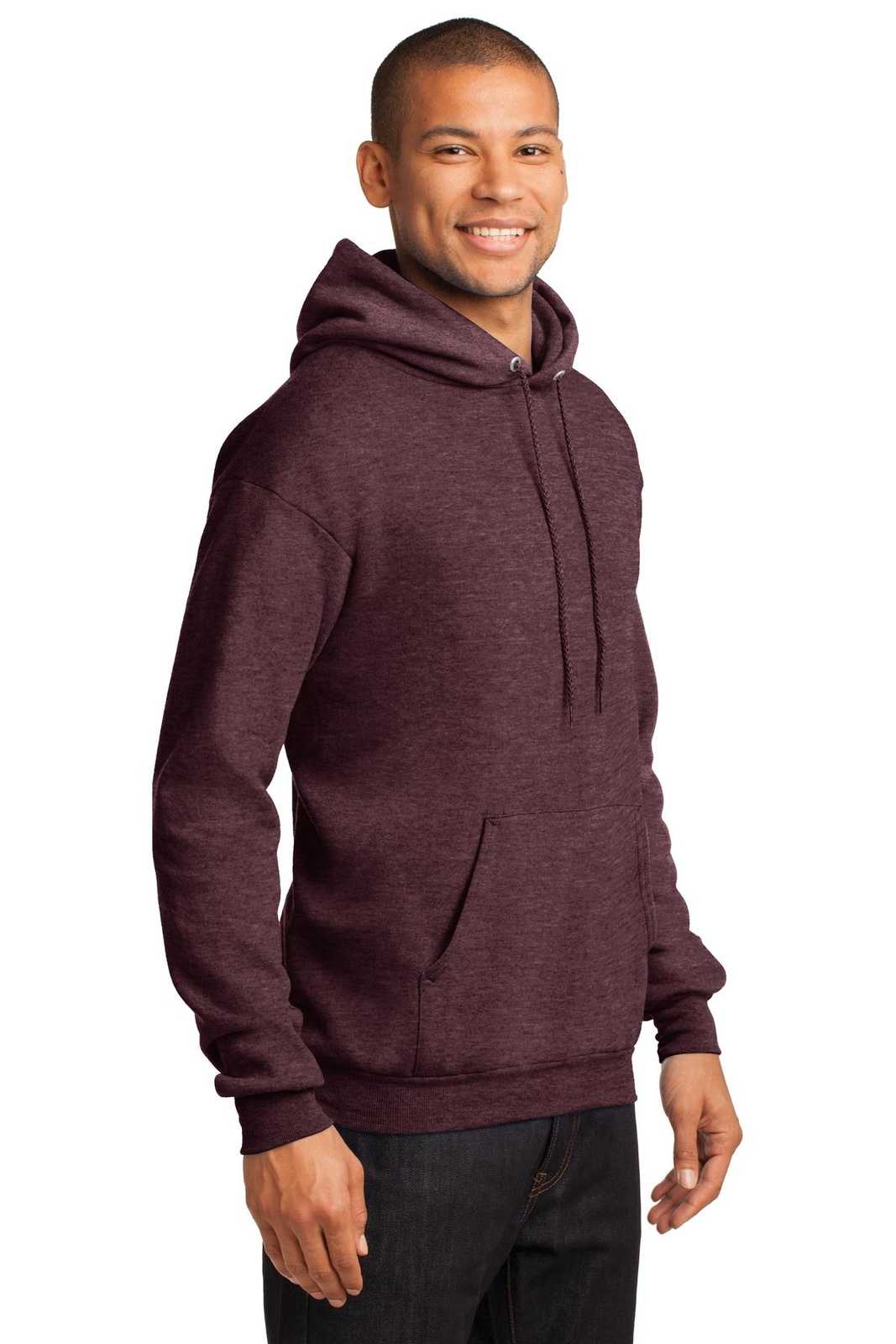 Port &amp; Company PC78H Core Fleece Pullover Hooded Sweatshirt - Heather Athletic Maroon - HIT a Double - 4