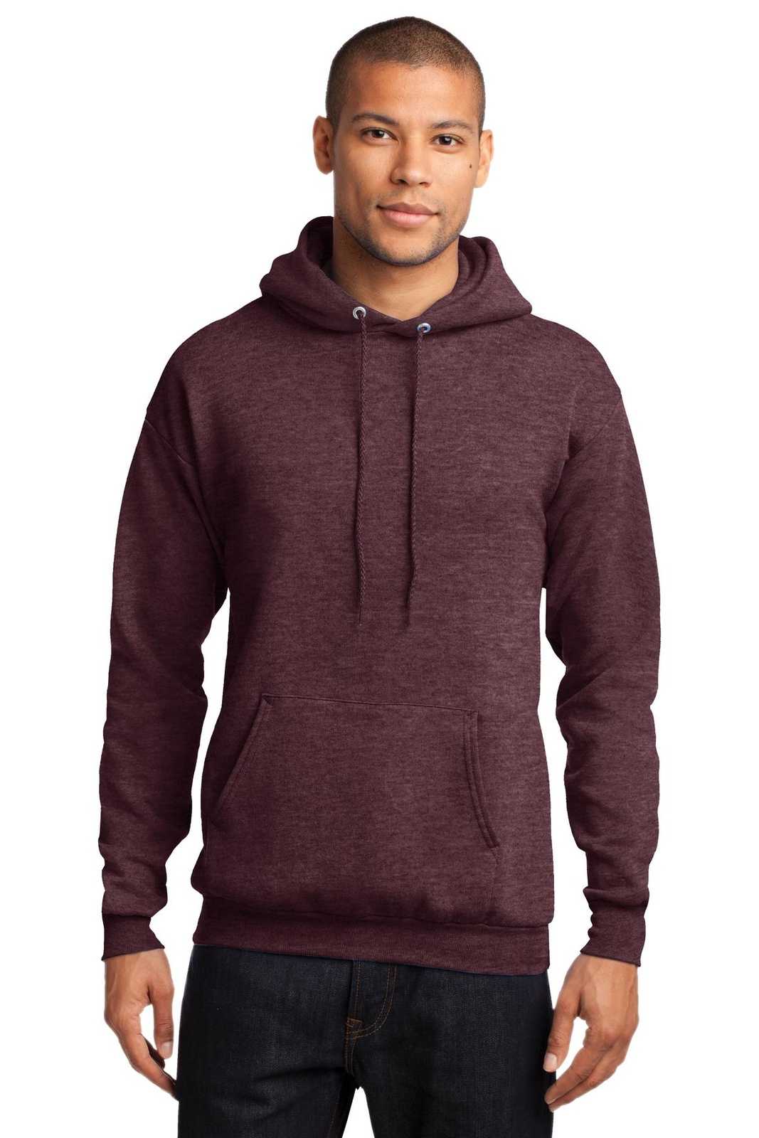 Port & Company PC78H Core Fleece Pullover Hooded Sweatshirt - Heather Athletic Maroon - HIT a Double - 1