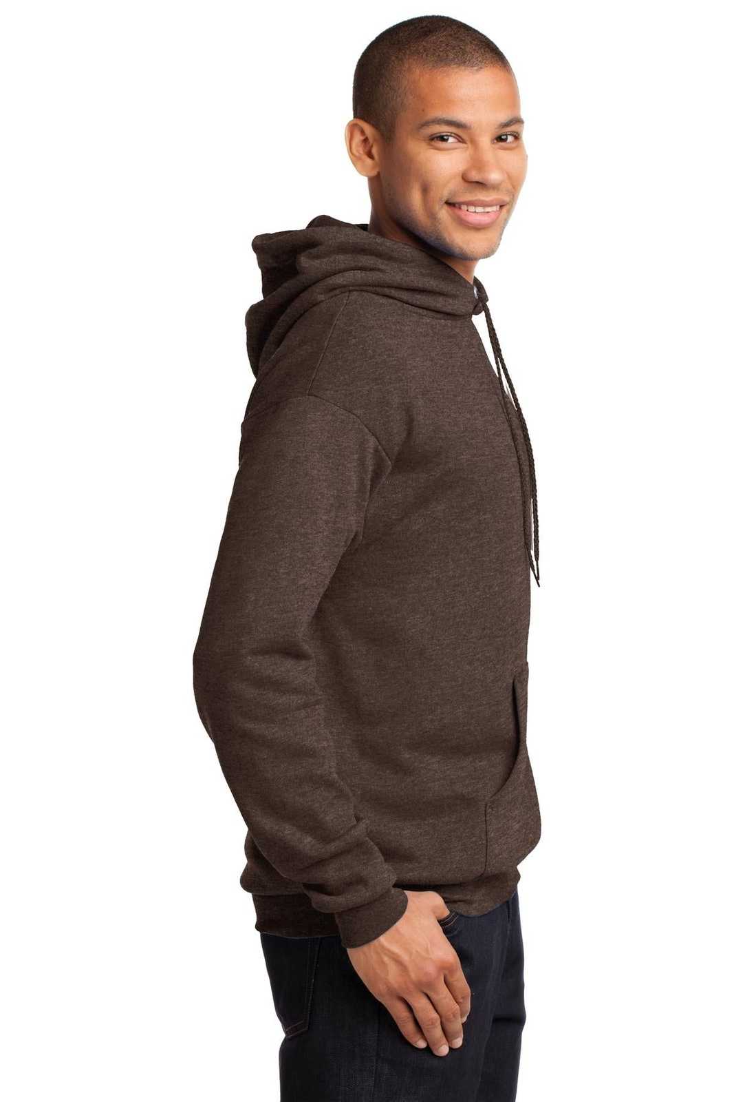 Port &amp; Company PC78H Core Fleece Pullover Hooded Sweatshirt - Heather Dark Chocolate Brown - HIT a Double - 3