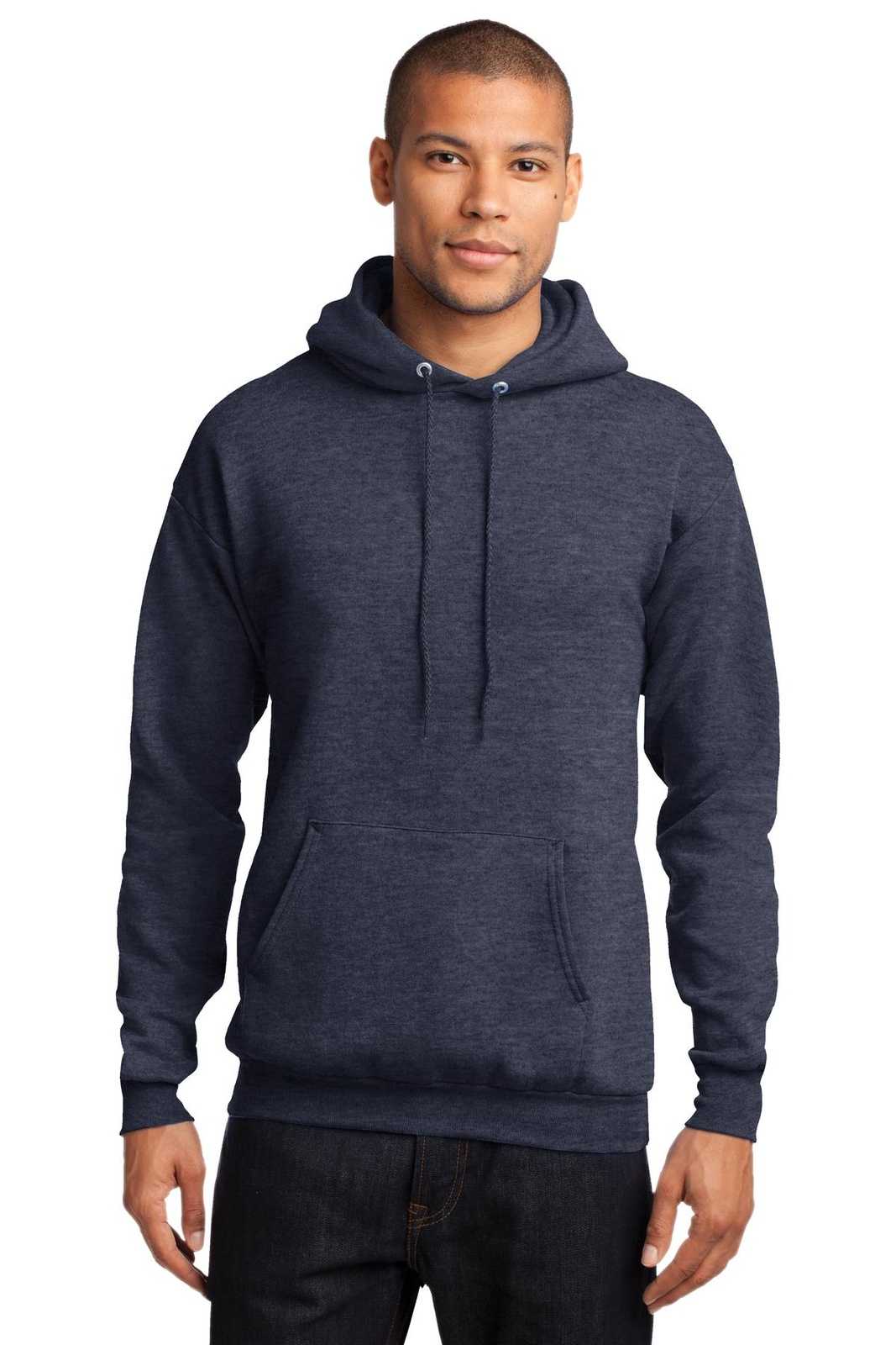 Port &amp; Company PC78H Core Fleece Pullover Hooded Sweatshirt - Heather Navy - HIT a Double - 1