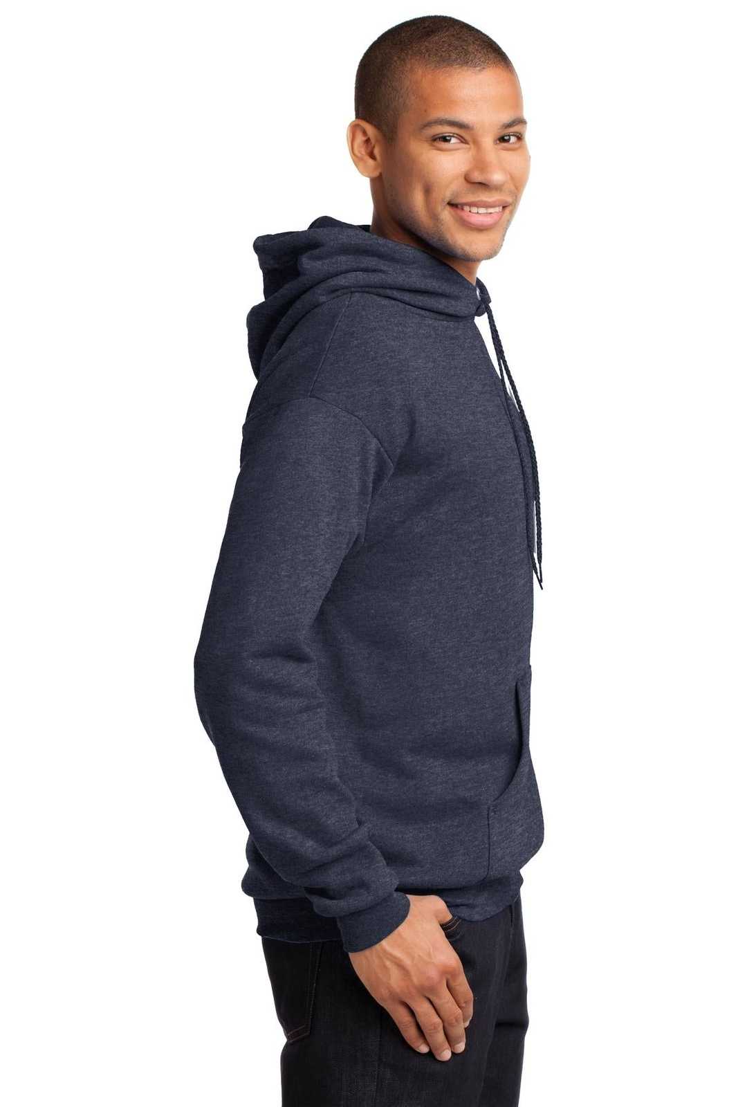 Port &amp; Company PC78H Core Fleece Pullover Hooded Sweatshirt - Heather Navy - HIT a Double - 3
