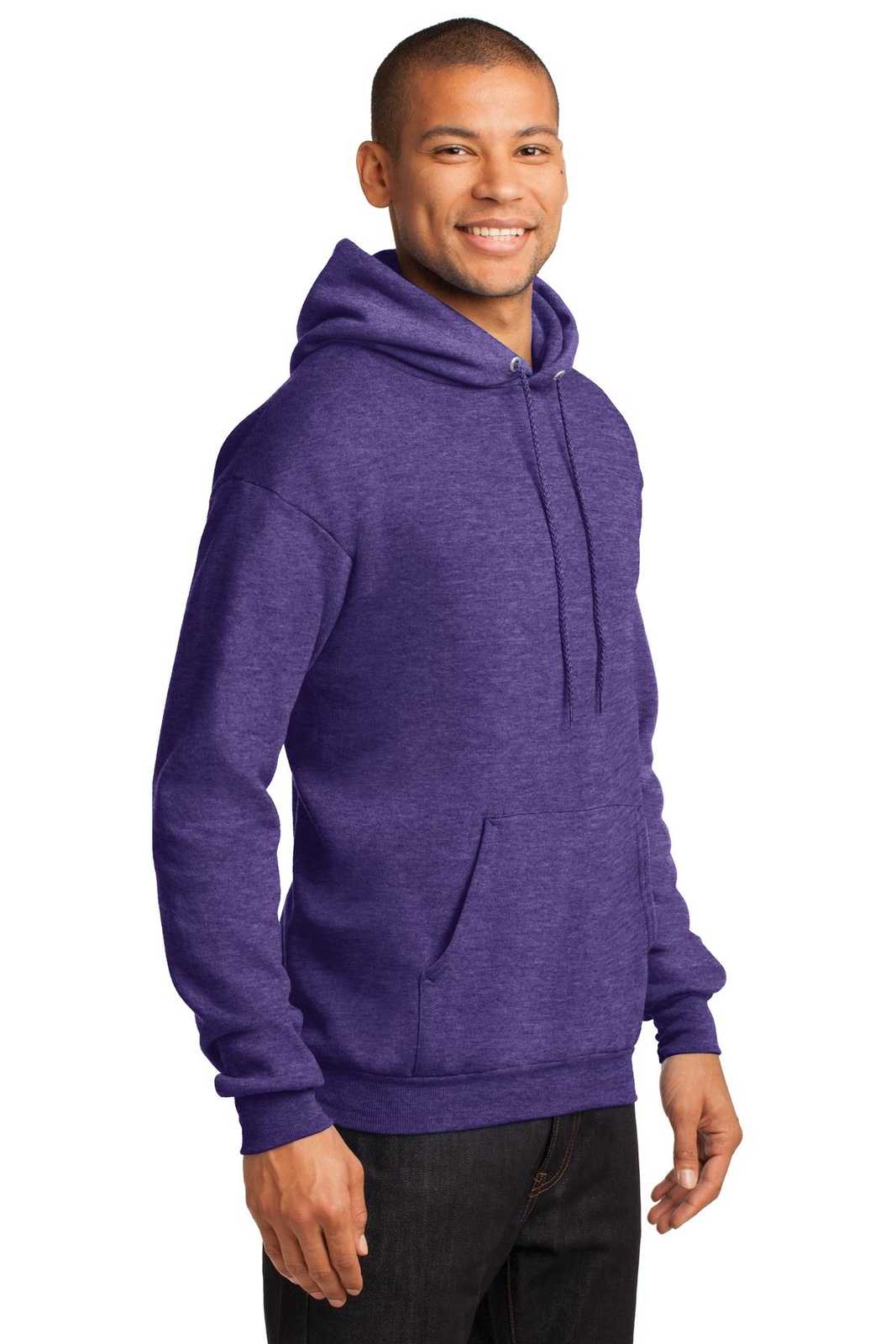 Port &amp; Company PC78H Core Fleece Pullover Hooded Sweatshirt - Heather Purple - HIT a Double - 4