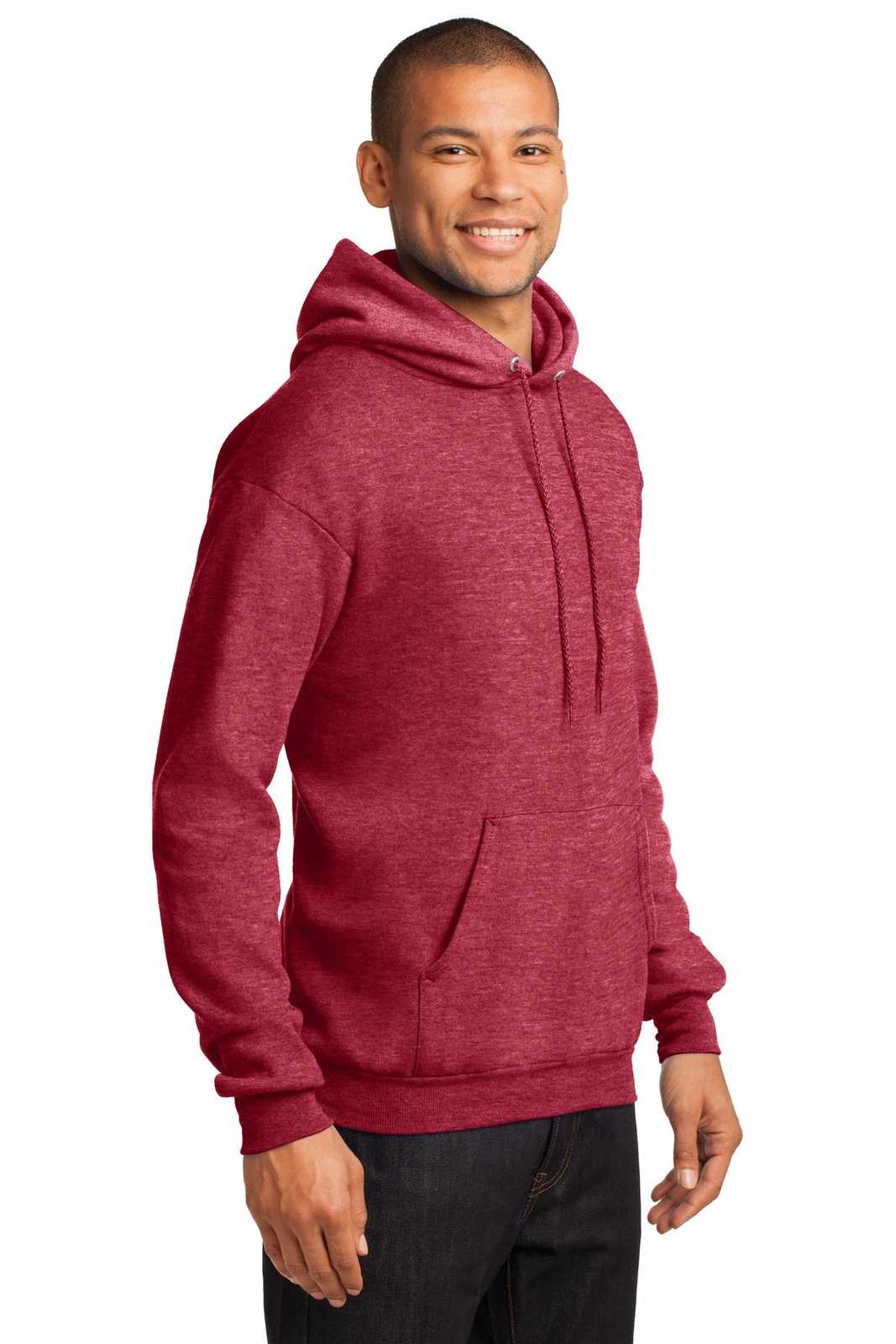 Port &amp; Company PC78H Core Fleece Pullover Hooded Sweatshirt - Heather Red - HIT a Double - 4