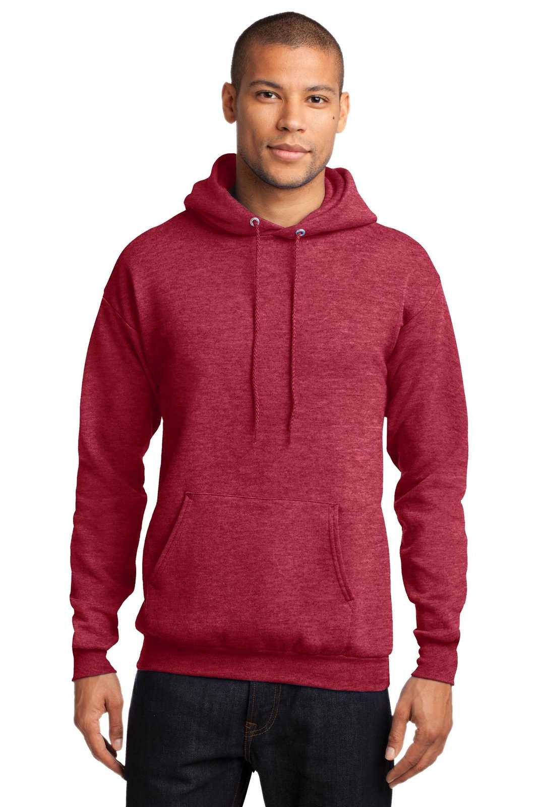 Port &amp; Company PC78H Core Fleece Pullover Hooded Sweatshirt - Heather Red - HIT a Double - 1
