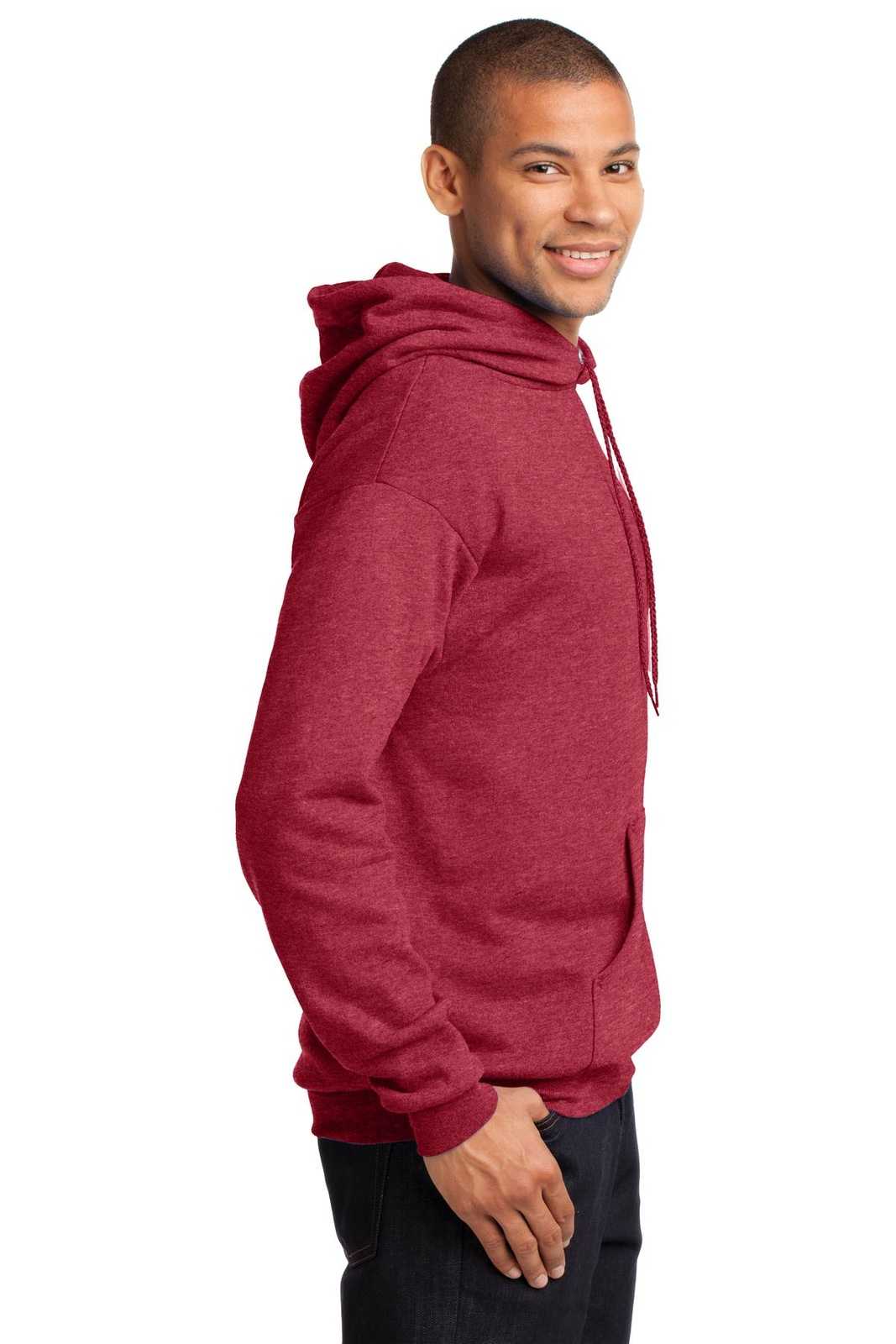 Port &amp; Company PC78H Core Fleece Pullover Hooded Sweatshirt - Heather Red - HIT a Double - 3