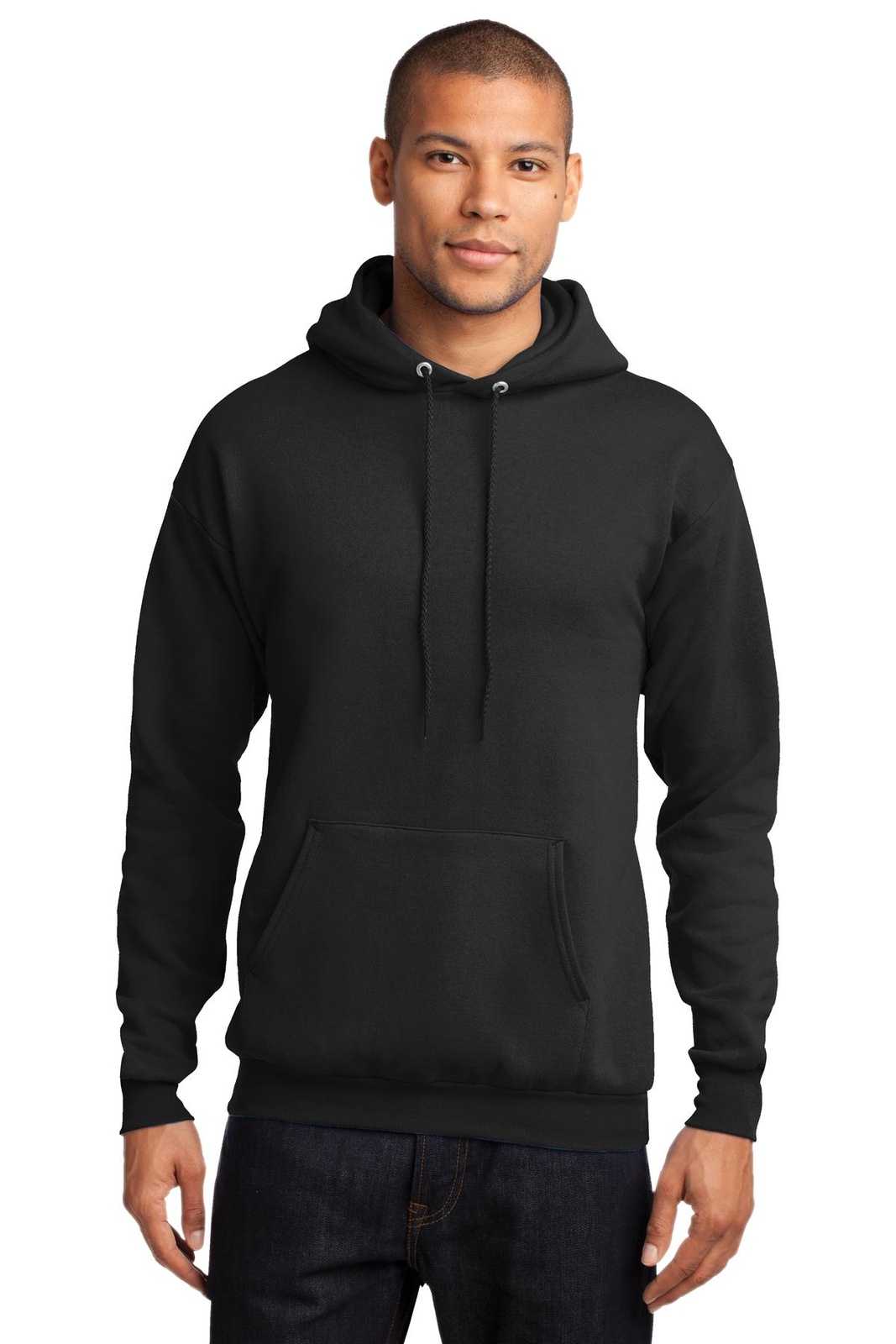 Port & Company PC78H Core Fleece Pullover Hooded Sweatshirt - Jet Black - HIT a Double - 1